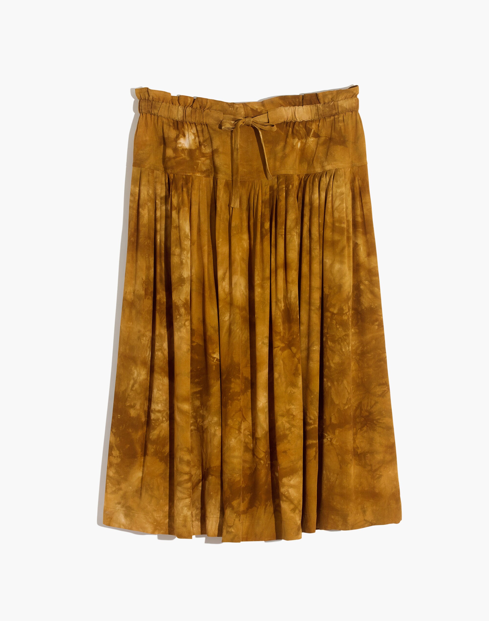 Tie-Front Paperbag Midi Skirt in Tie-Dye