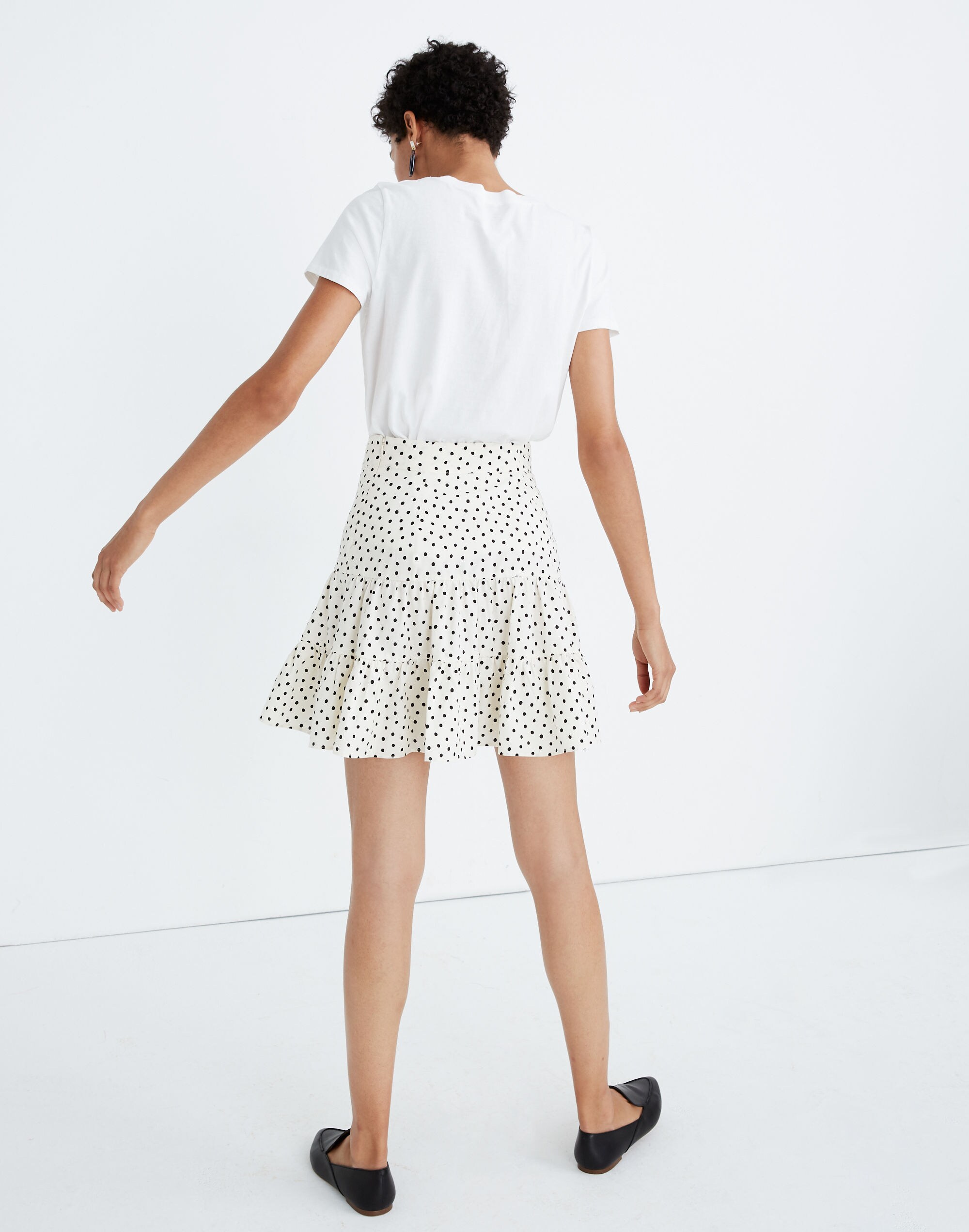 Tiered Mini Skirt in Inkbrush Dots