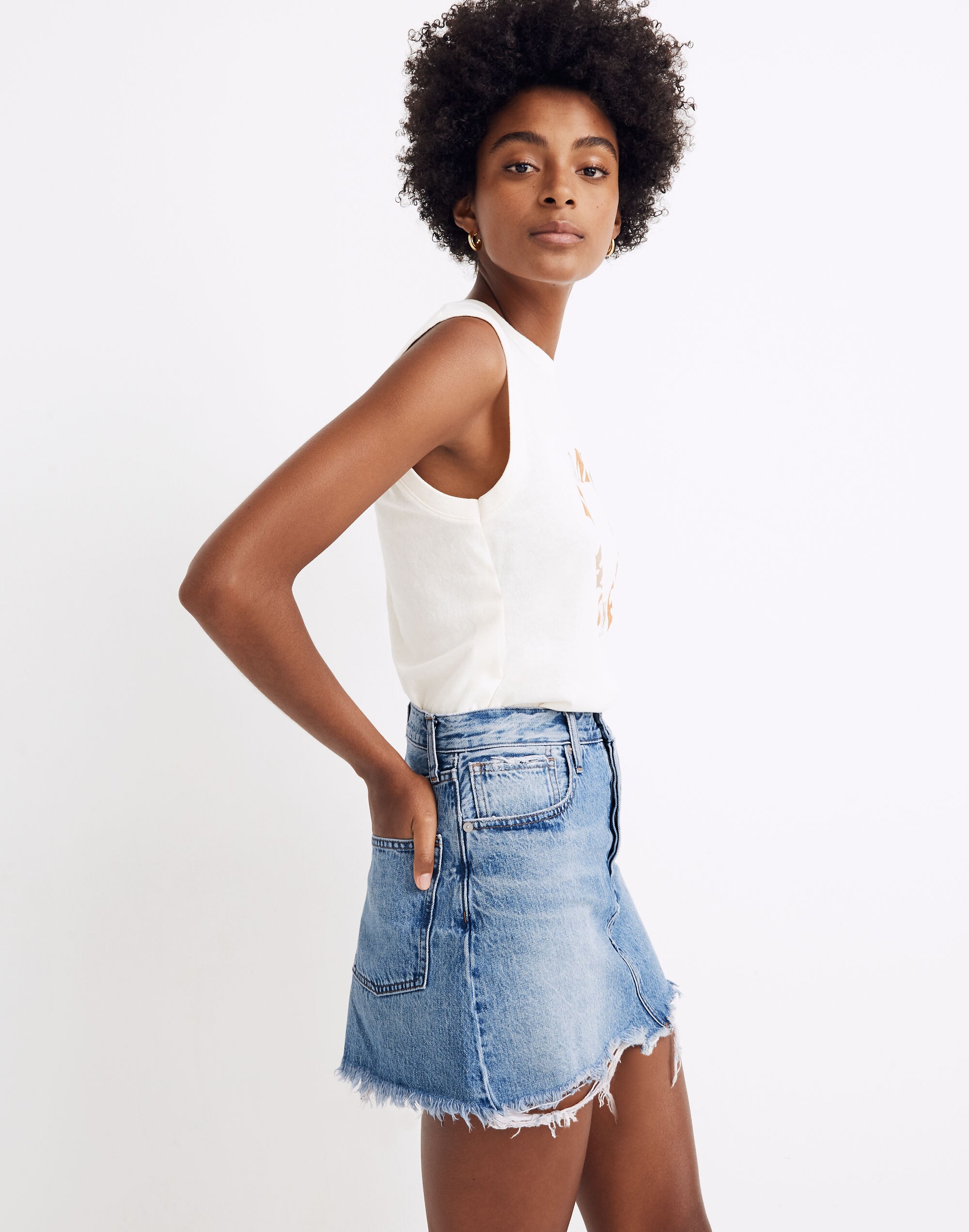 Rigid Denim Relaxed Mini Skirt in Rosehill Wash