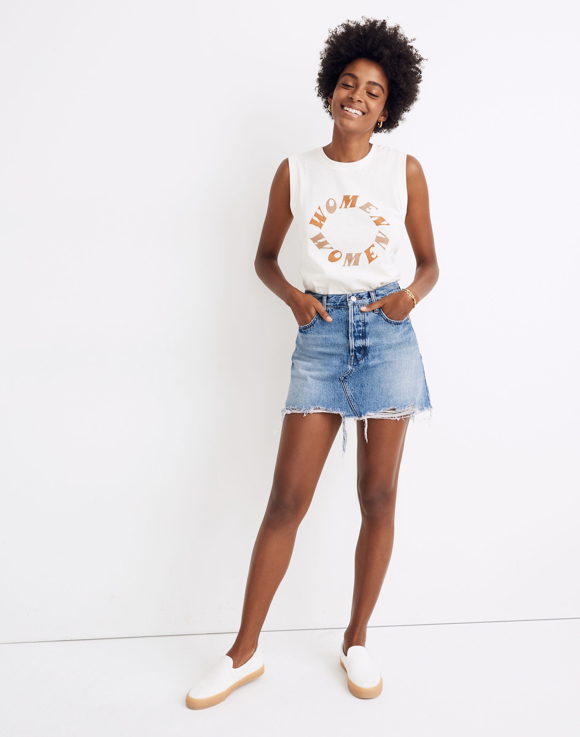 Rigid Denim Relaxed Mini Skirt in Rosehill Wash