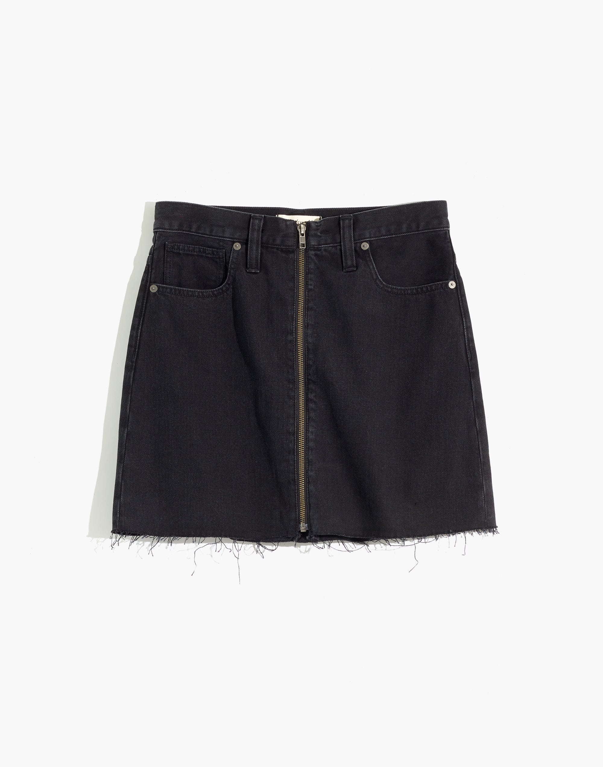 Rigid Denim A-Line Mini Skirt in Lunar Wash