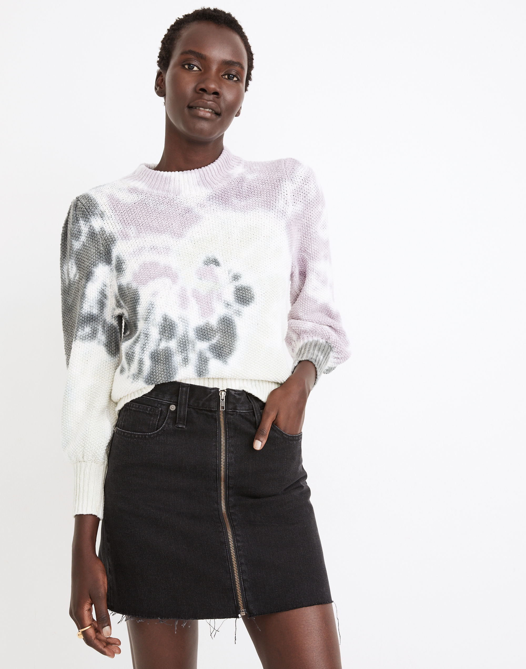 Rigid Denim A-Line Mini Skirt in Lunar Wash