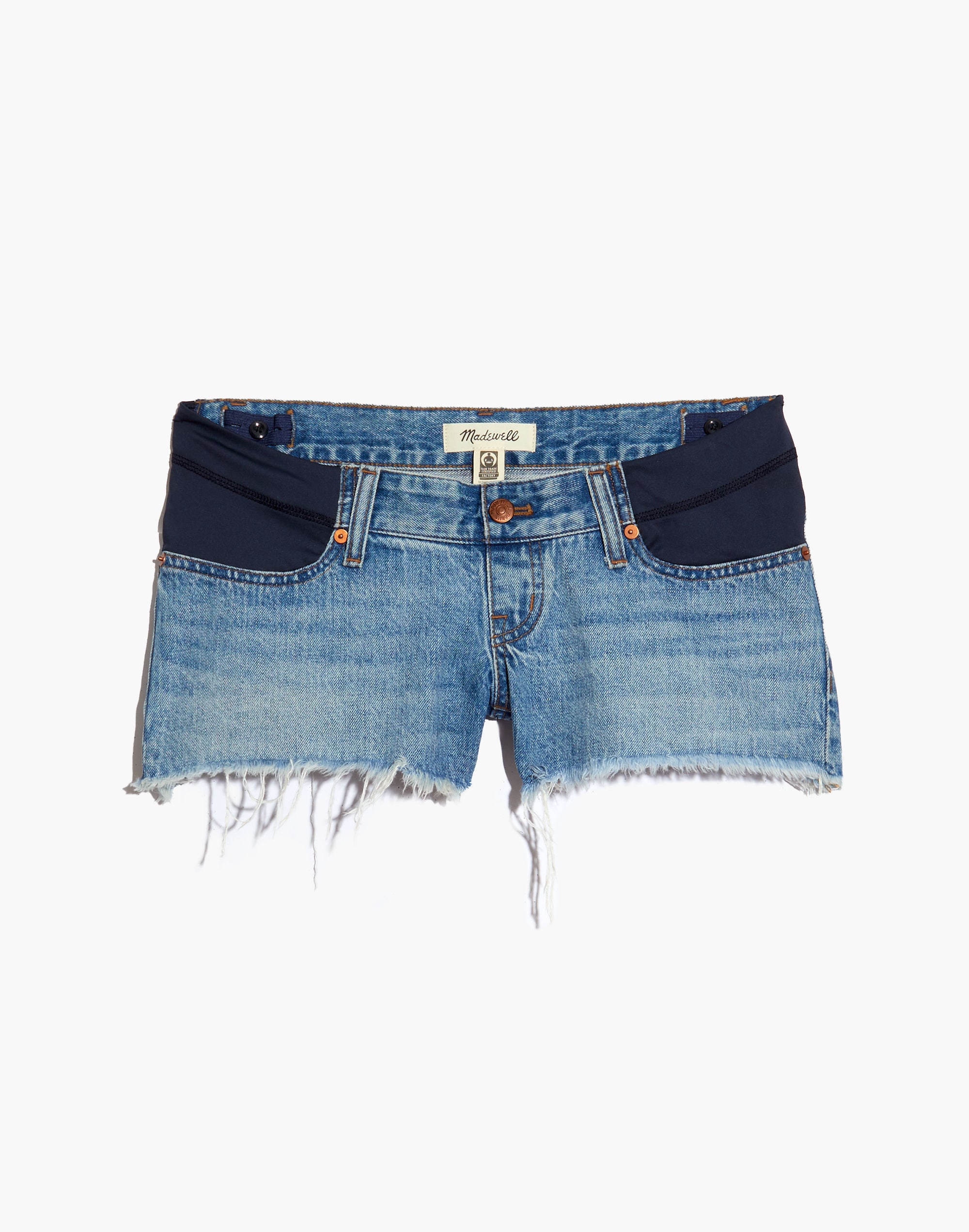 maternity rigid denim side-panel boyshorts: adjustable edition
