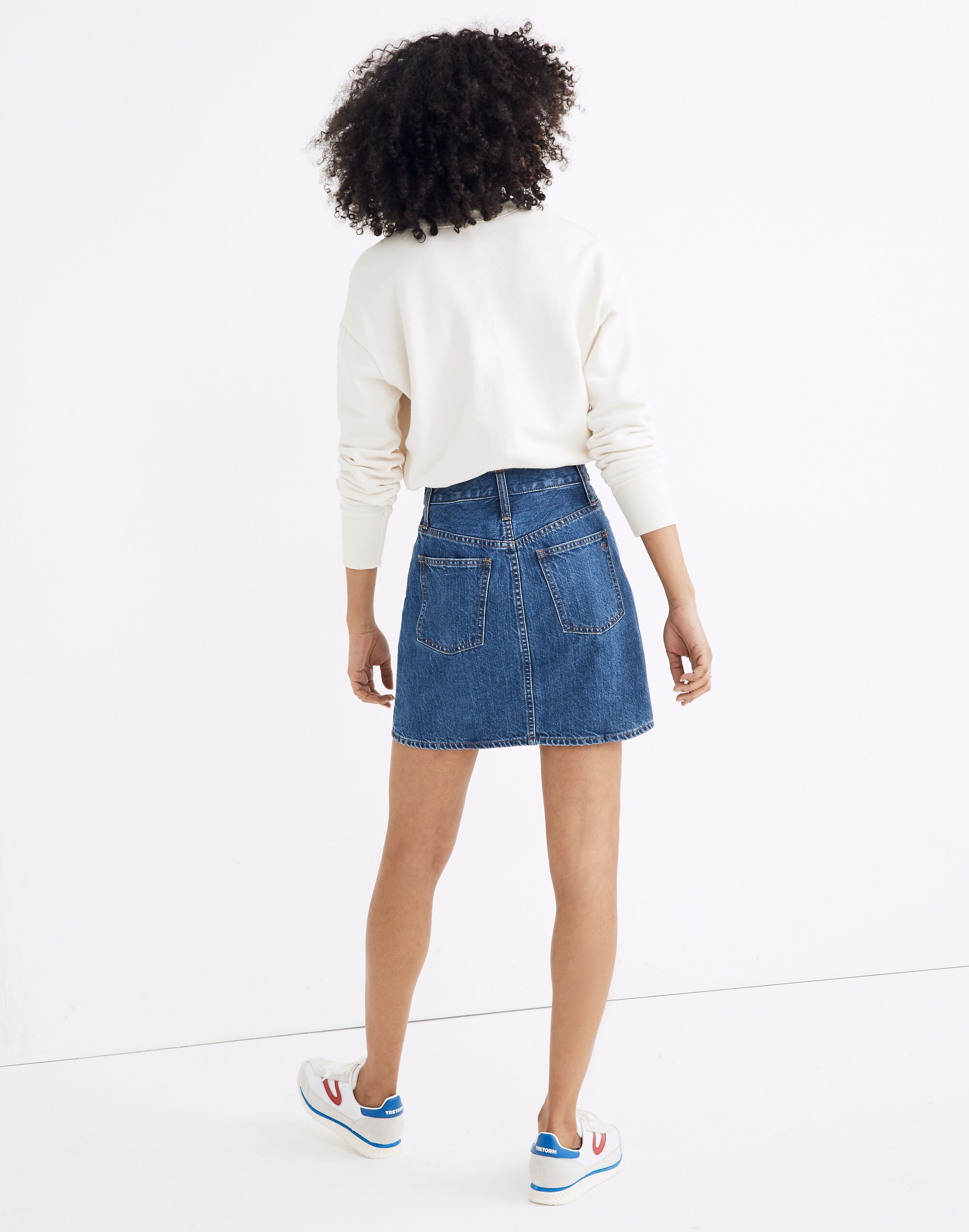 Rigid Denim Straight Mini Skirt in Haydel Wash: Tie-Waist Edition