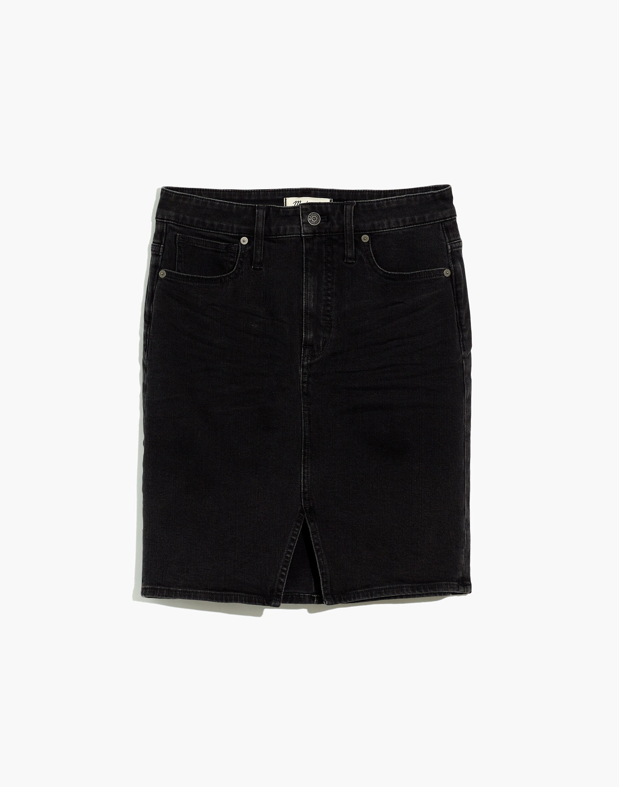 Stretch Denim Pegged Skirt in Lunar Wash