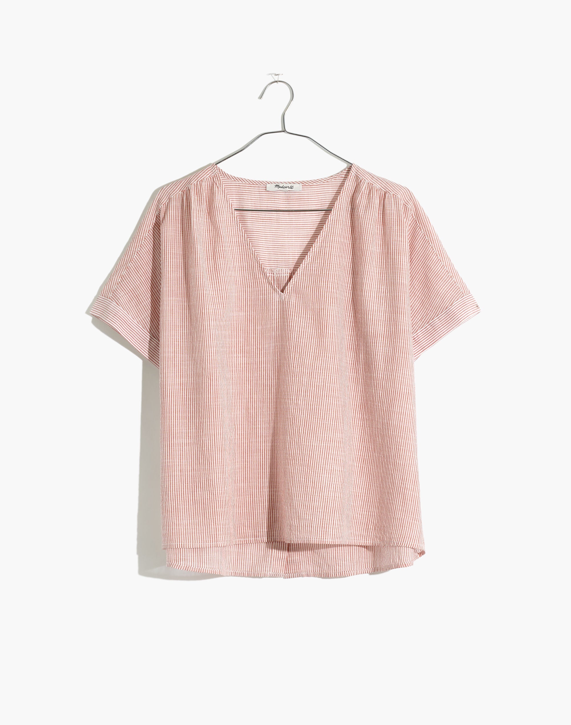 V-Neck Button-Back Top in Stripe