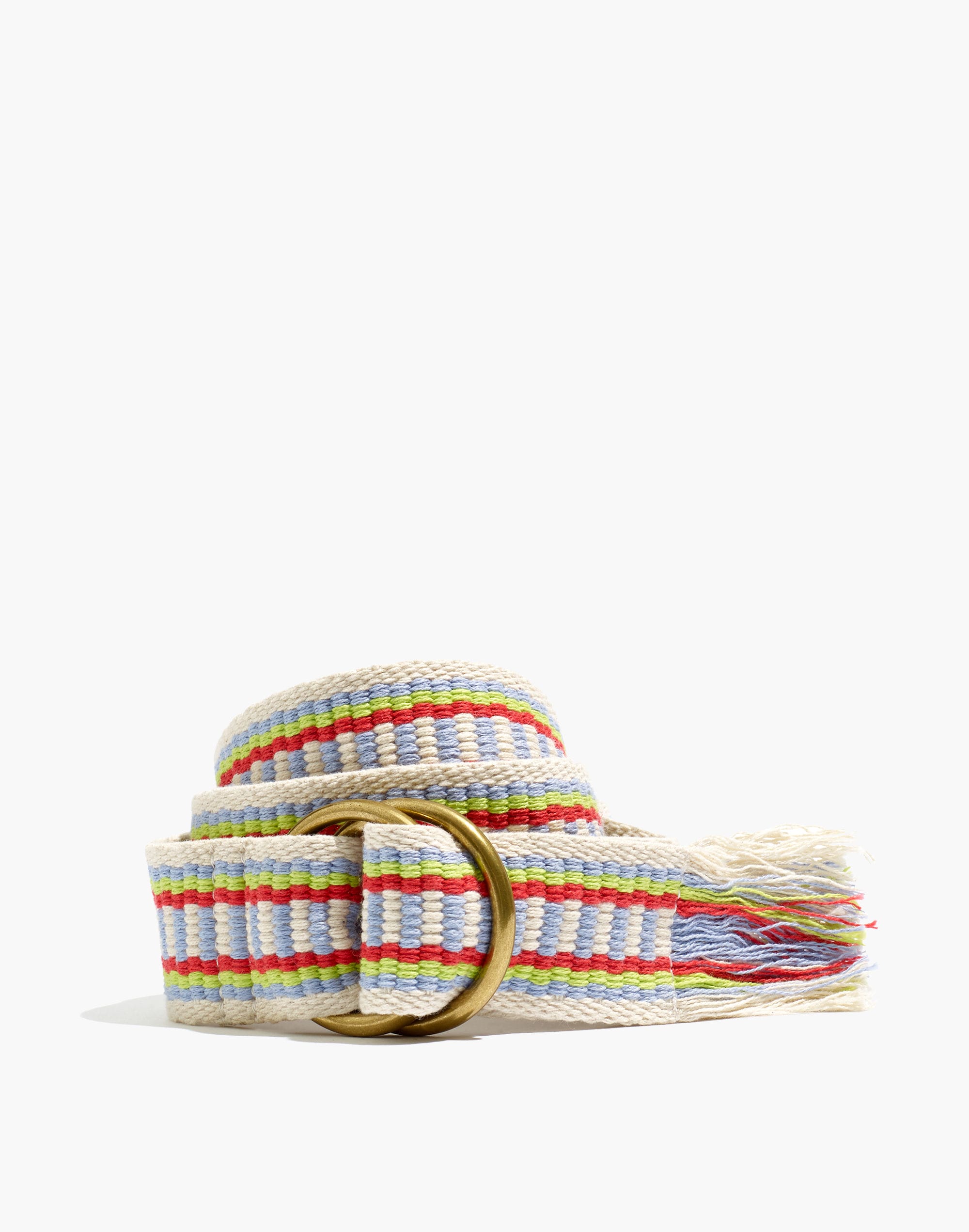 woven o-ring belt in rainbow
