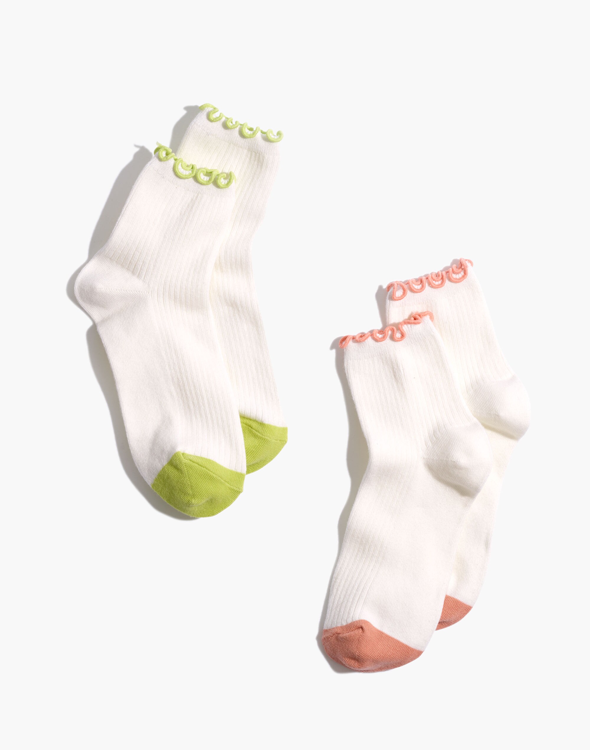 Two-Pack Ruffle-Edge Ankle Socks