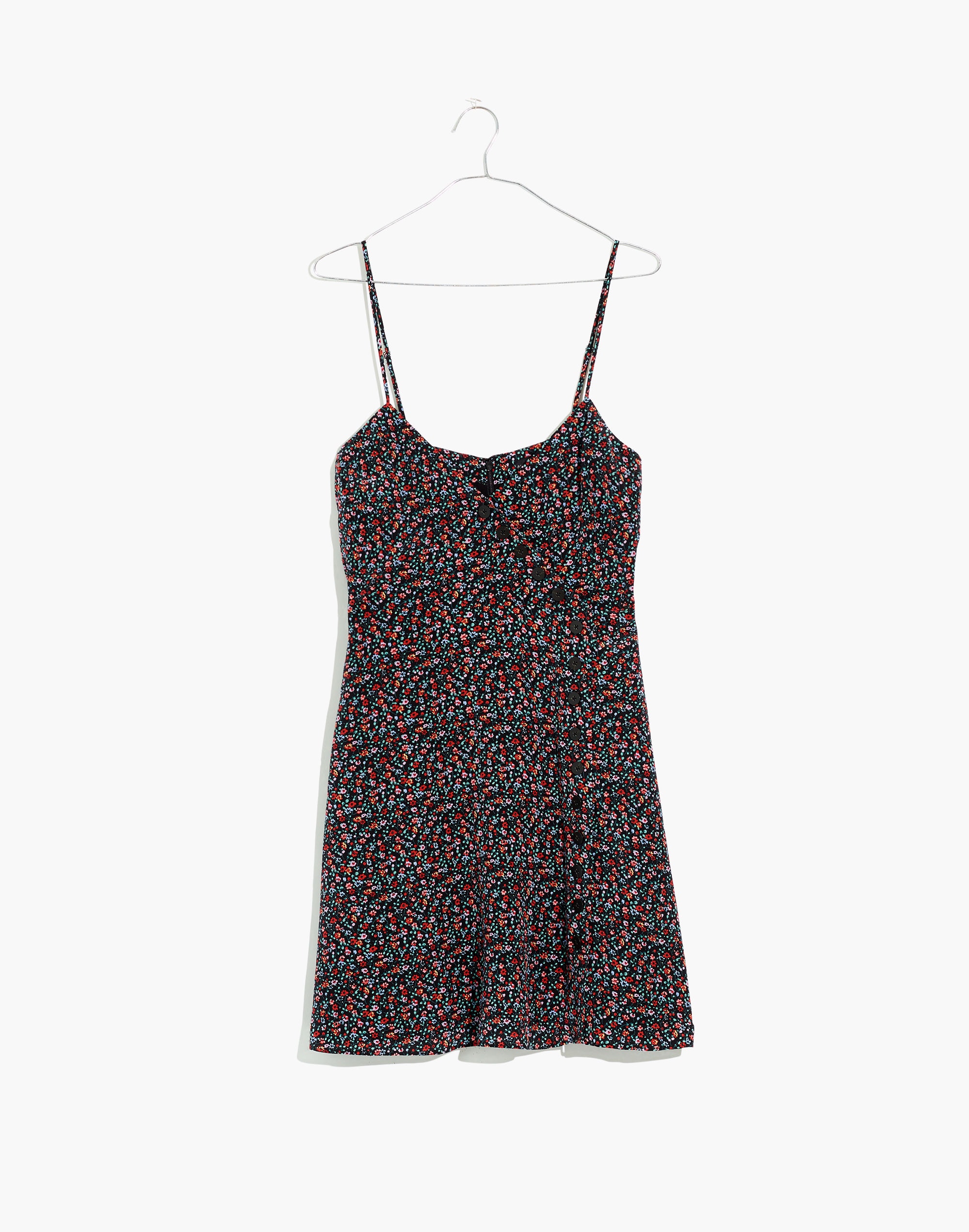 Silk Button-Wrap Cami Dress in Fieldwalk Floral