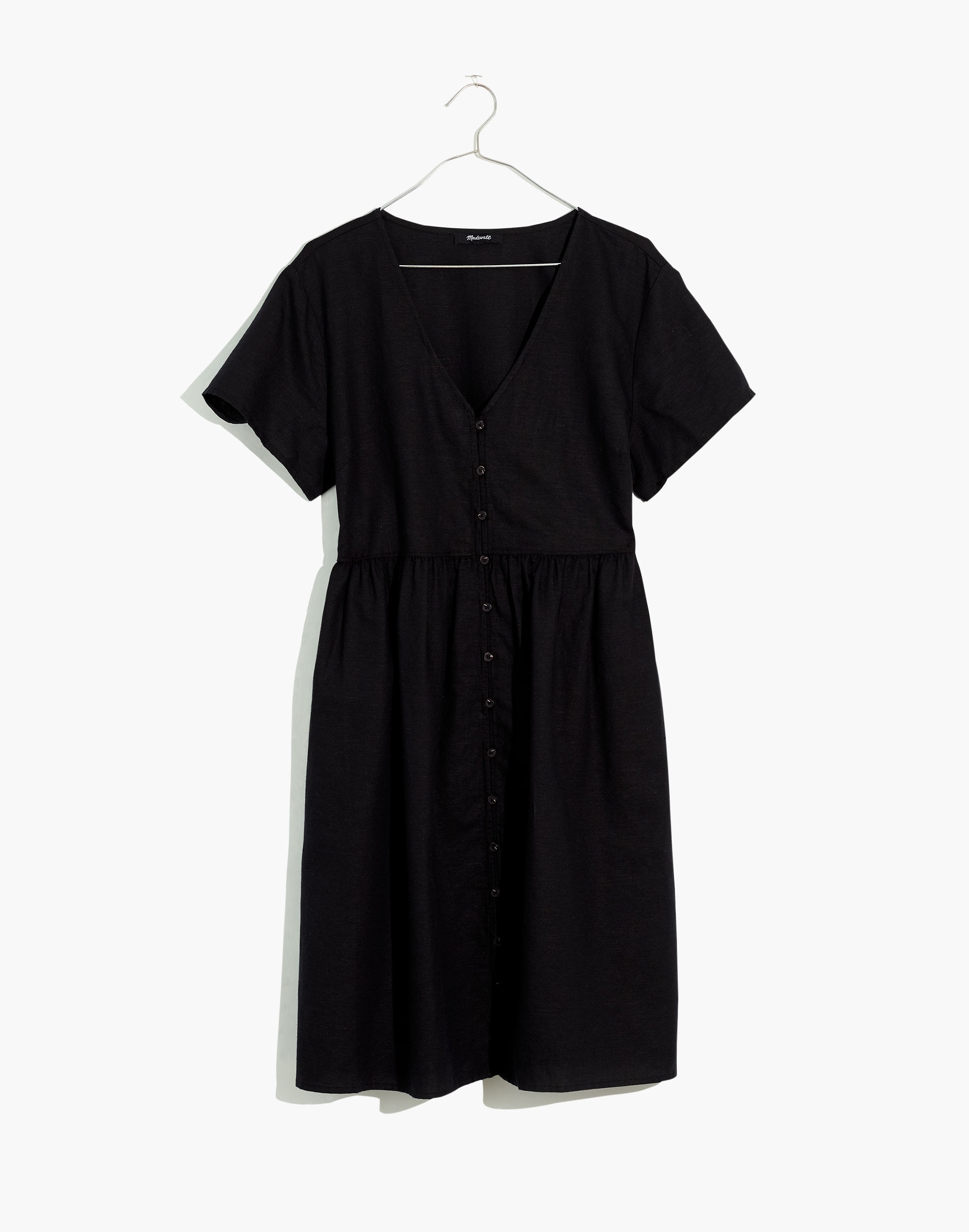 Petite Linen-Blend Alexandra Button-Front Mini Dress
