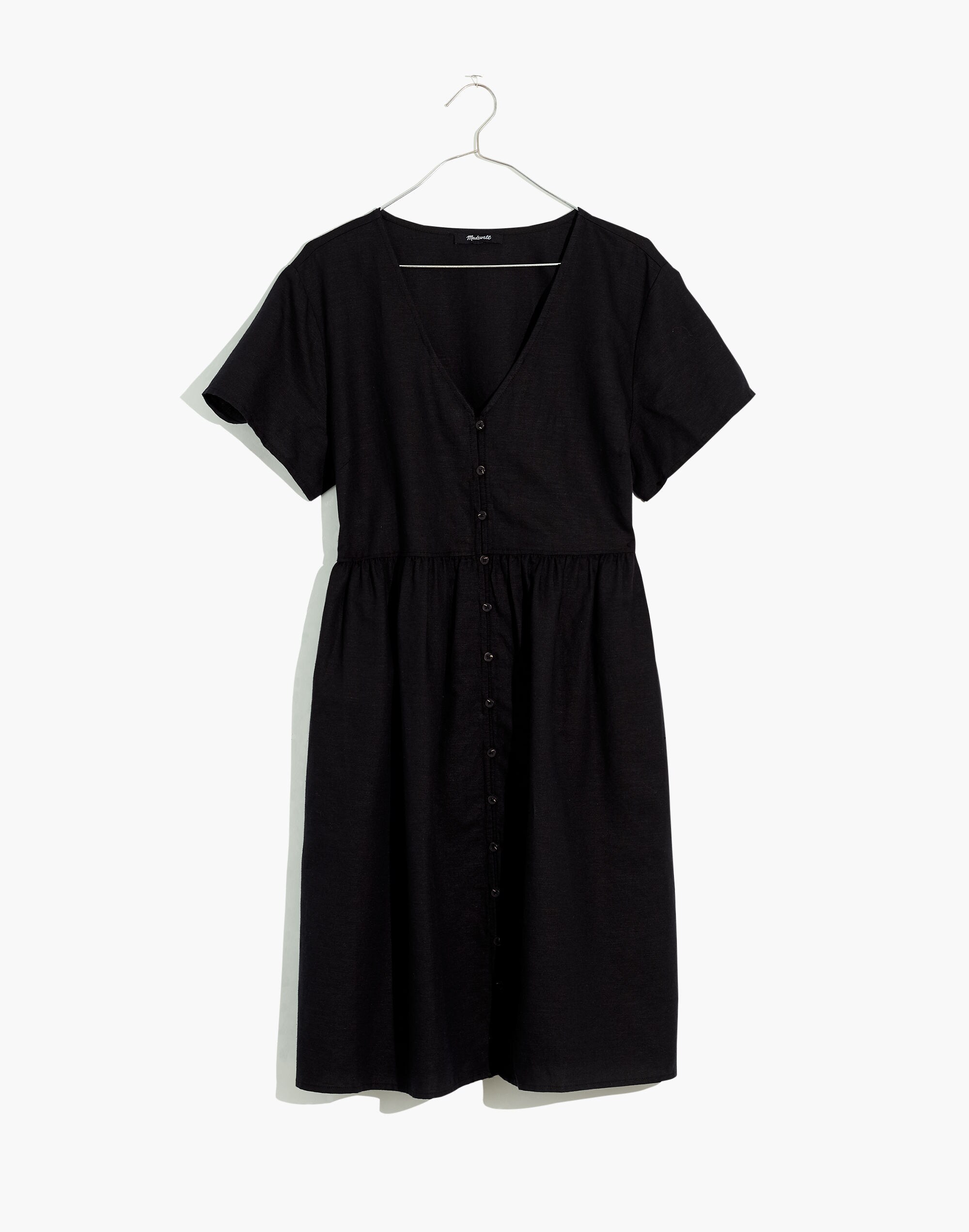 madewell linen button dress Button-Front Midi Dress in 100% Linen