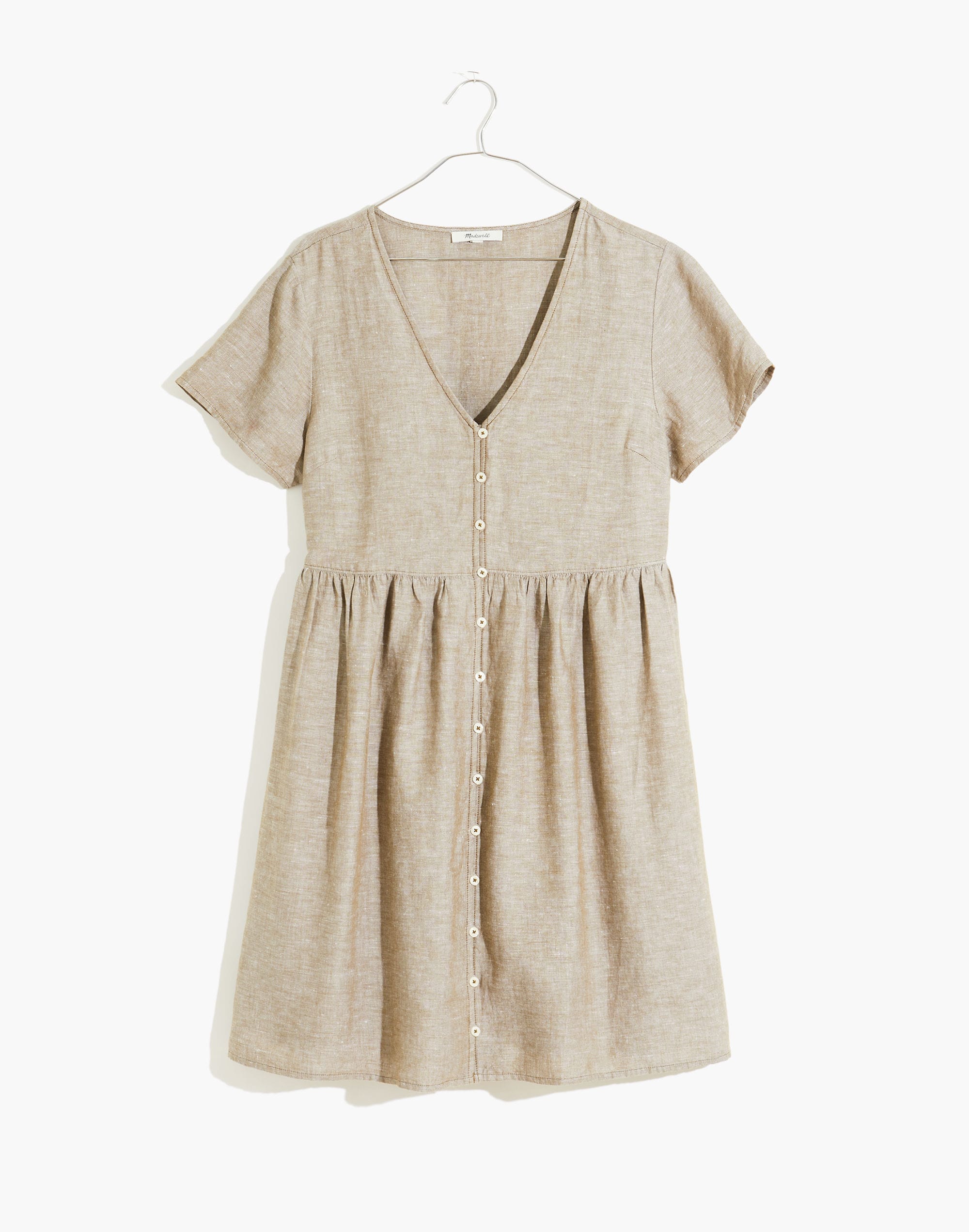 Linen-Blend Alexandra Button-Front Mini Dress
