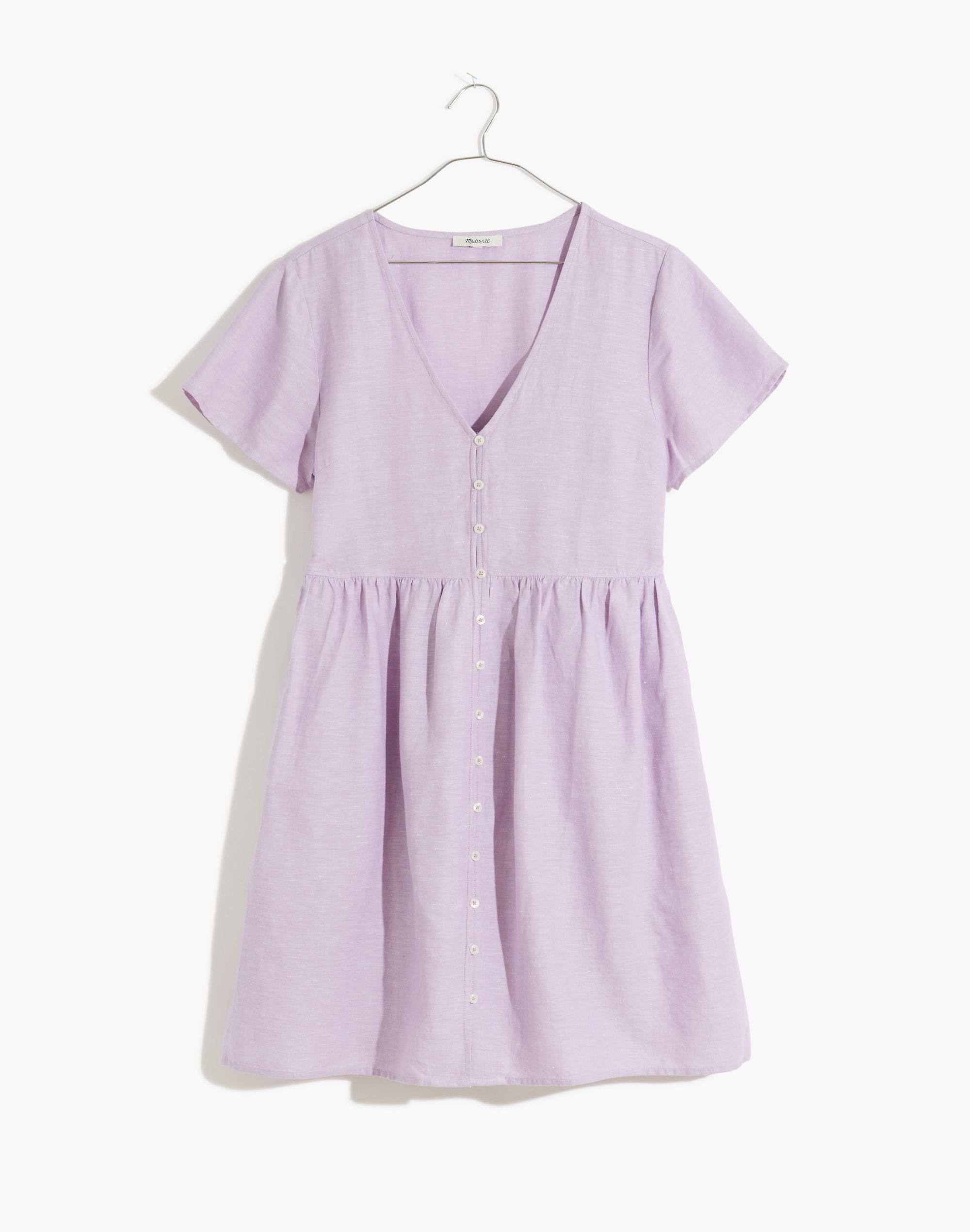 Petite Linen-Blend Alexandra Button-Front Mini Dress