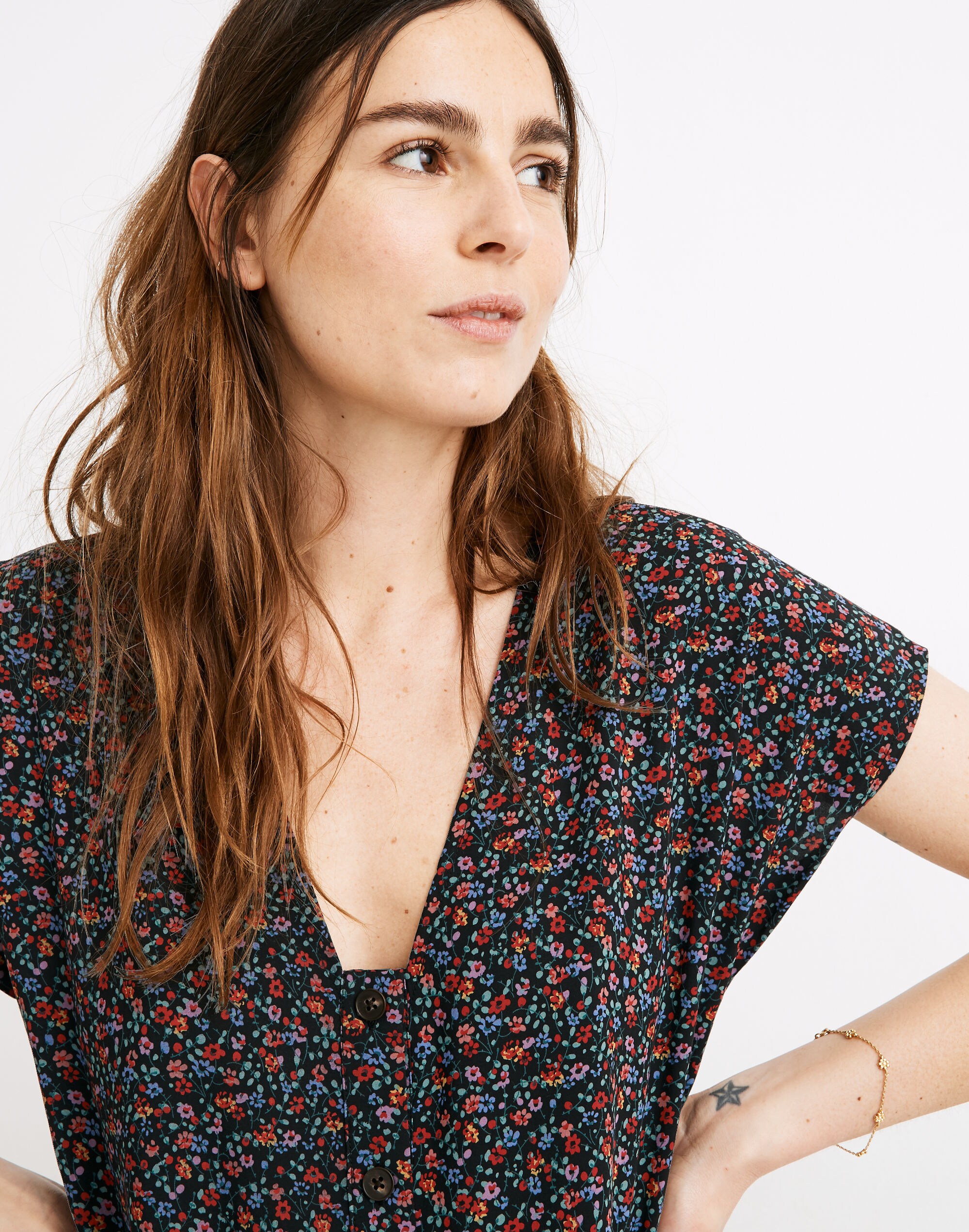 Floral Skirt Midi with Textures