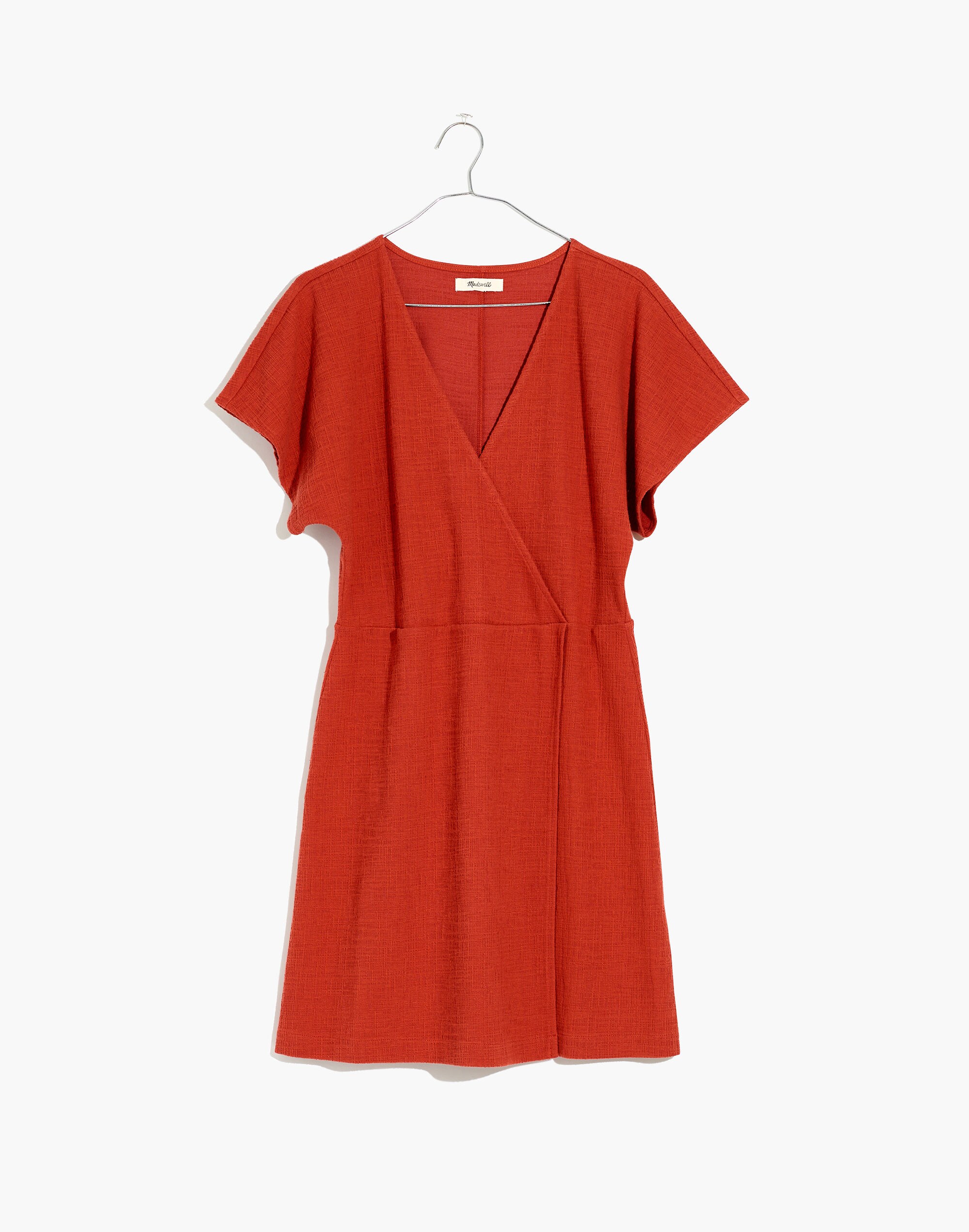 Cross-Front Flutter-Sleeve Mini Dress