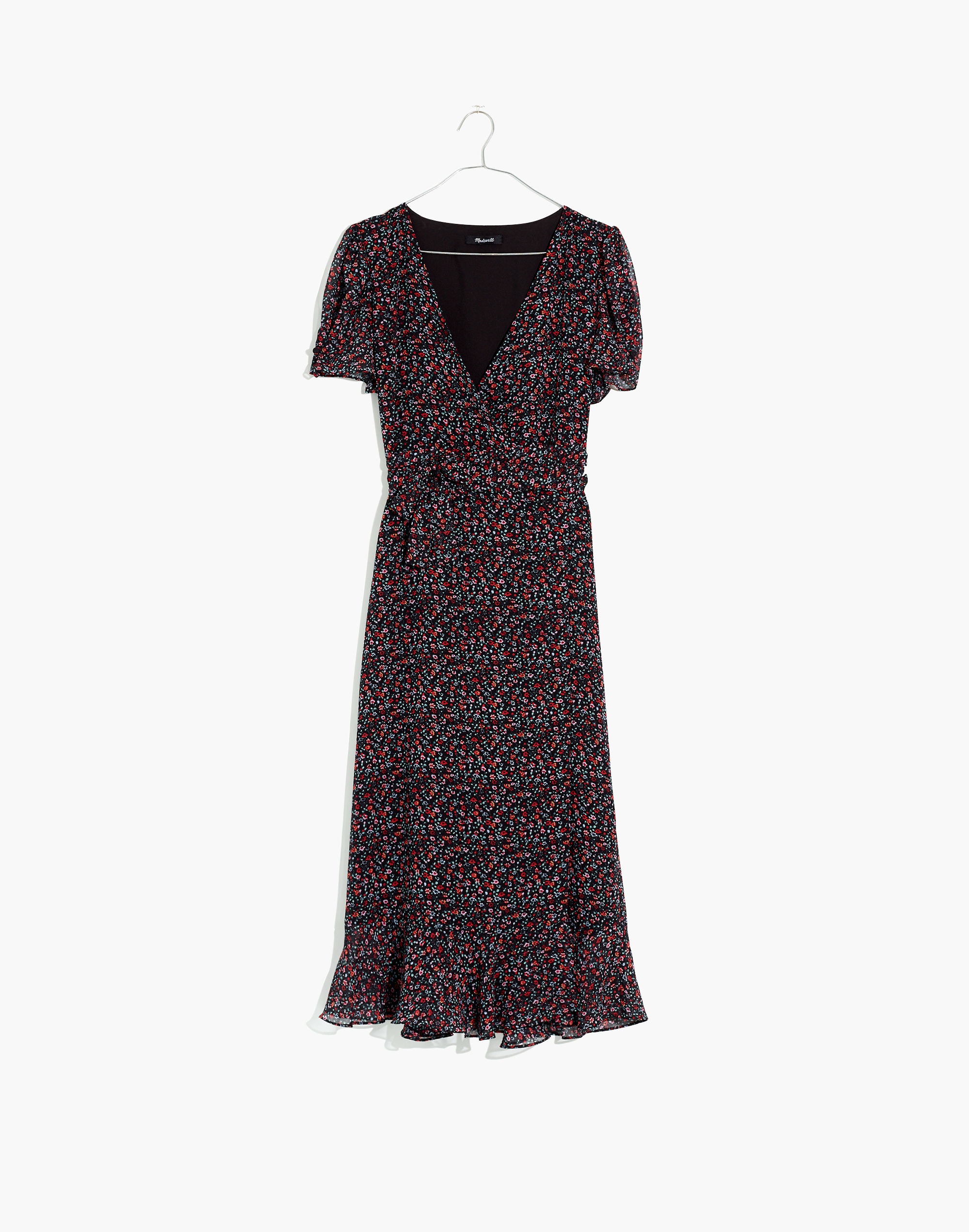 Button-Sleeve Wrap Midi Dress in Fieldwalk Floral