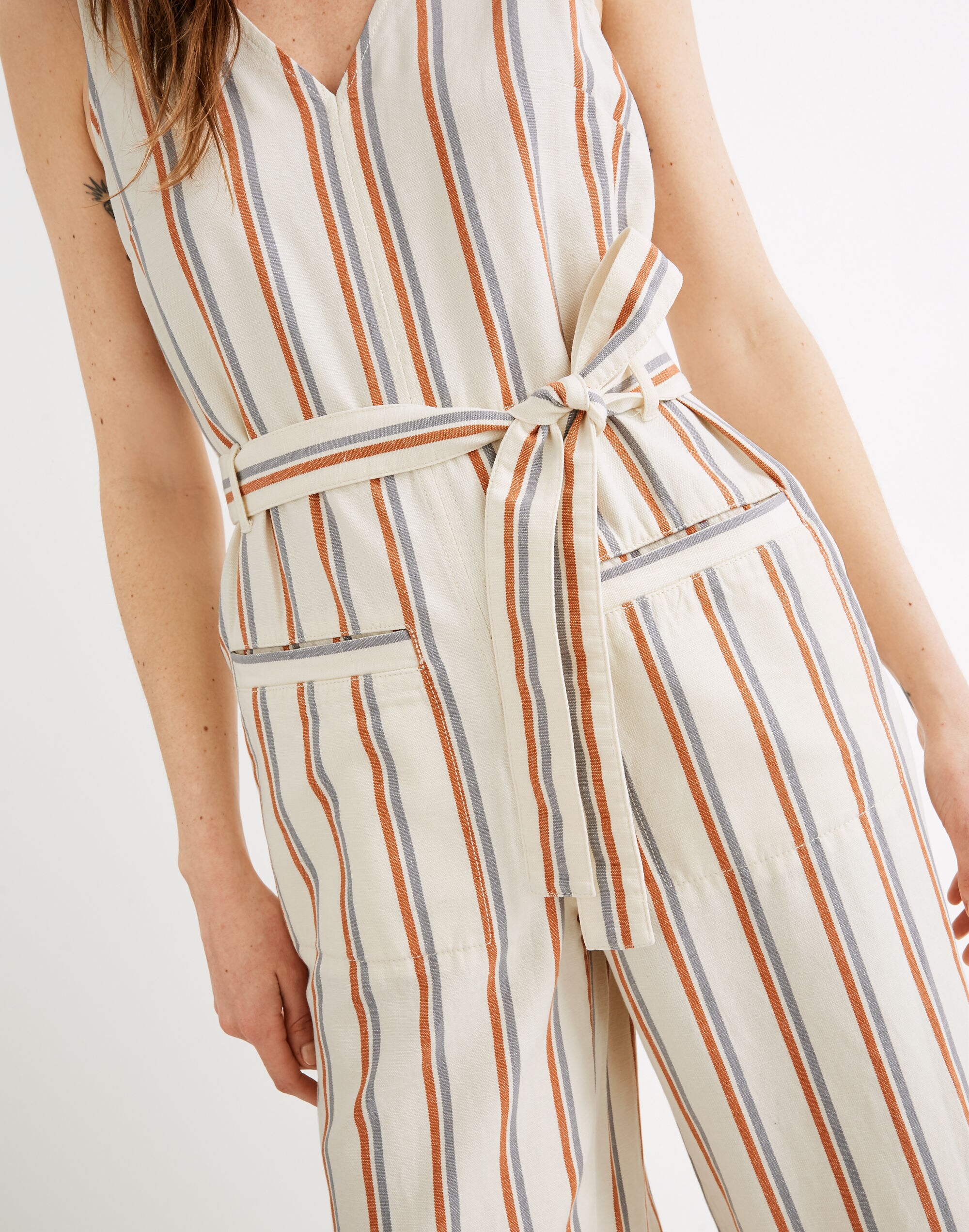 Striped Pull-On Jumpsuit