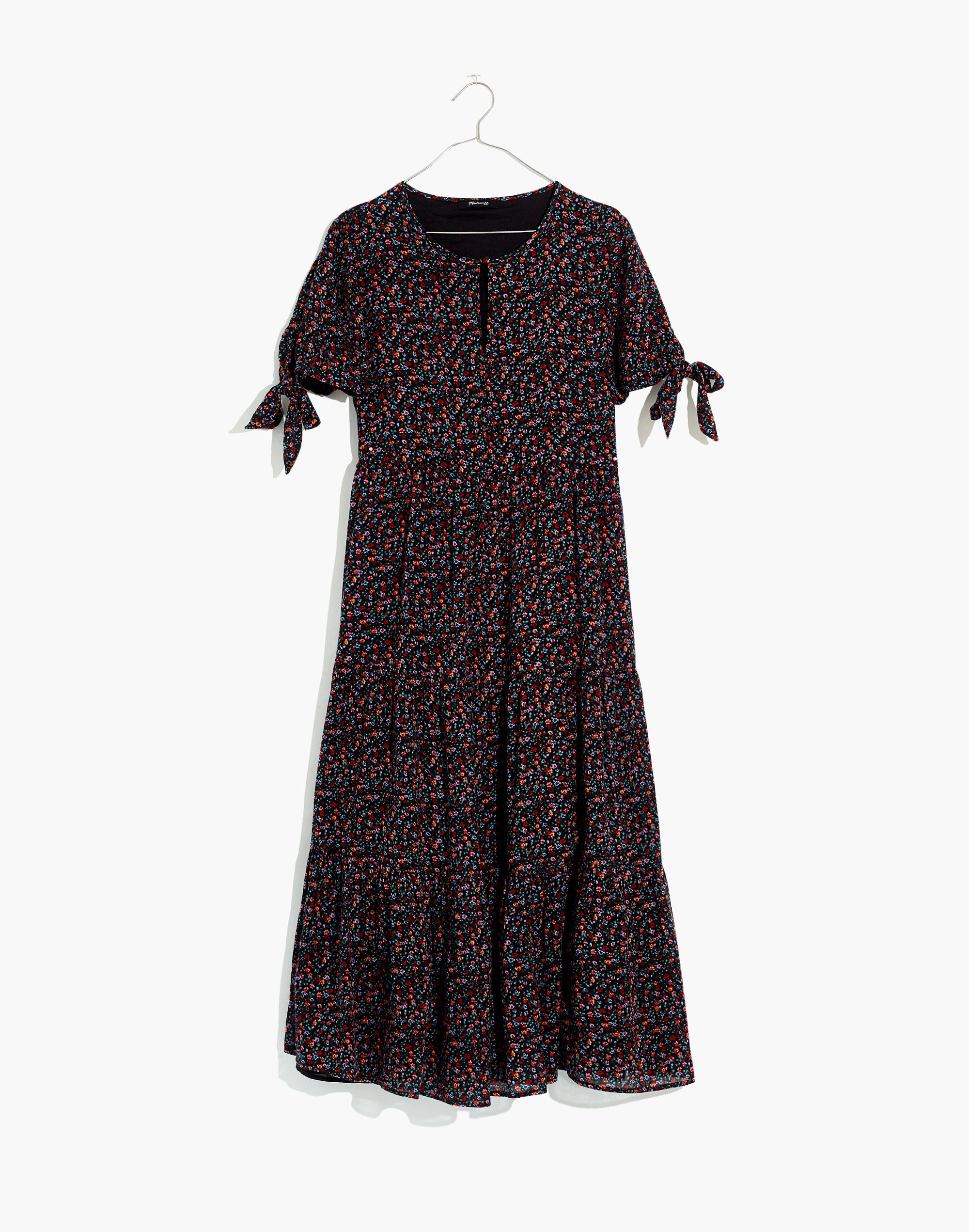 Tie-Sleeve Tiered Midi Dress in Fieldwalk Floral