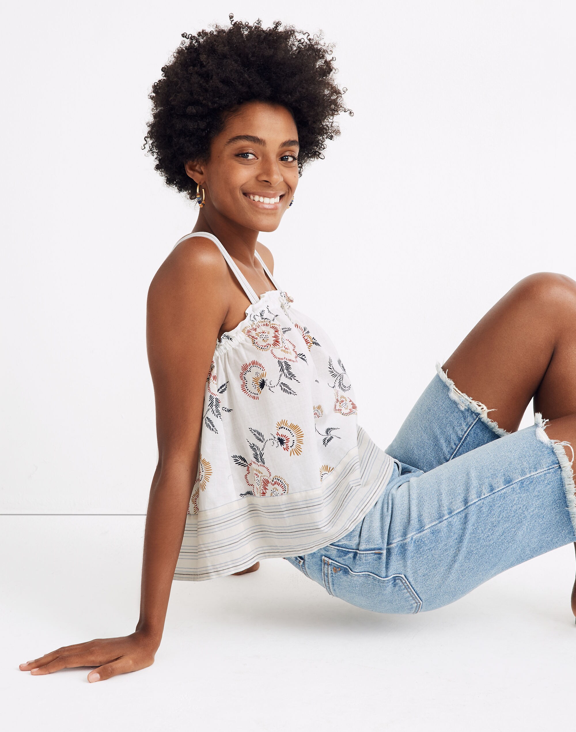 Madewell x Warm Drawstring Tank Top in Honolulu Hibiscus