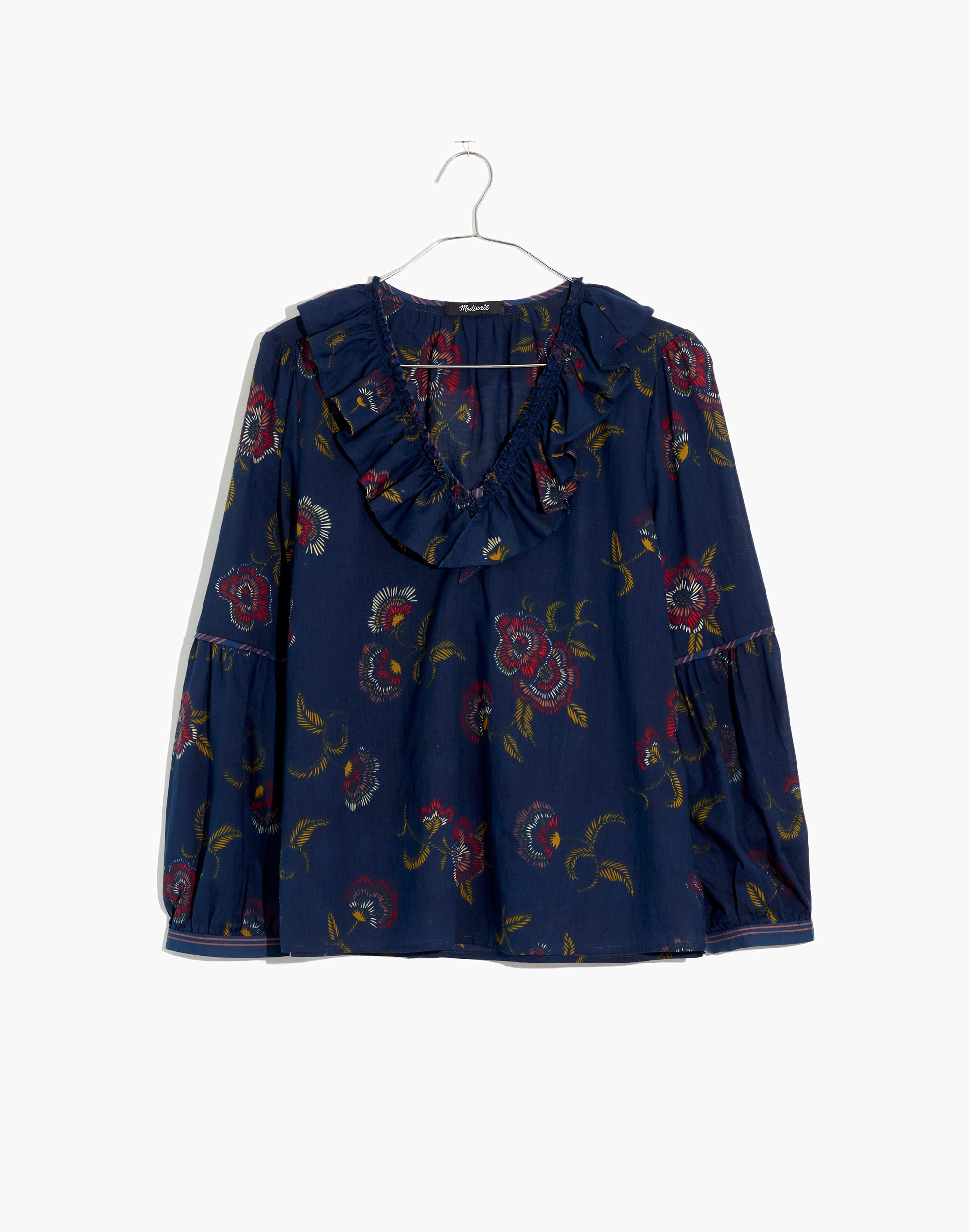 Madewell x Warm Ruffle-Collar Top in Honolulu Hibiscus