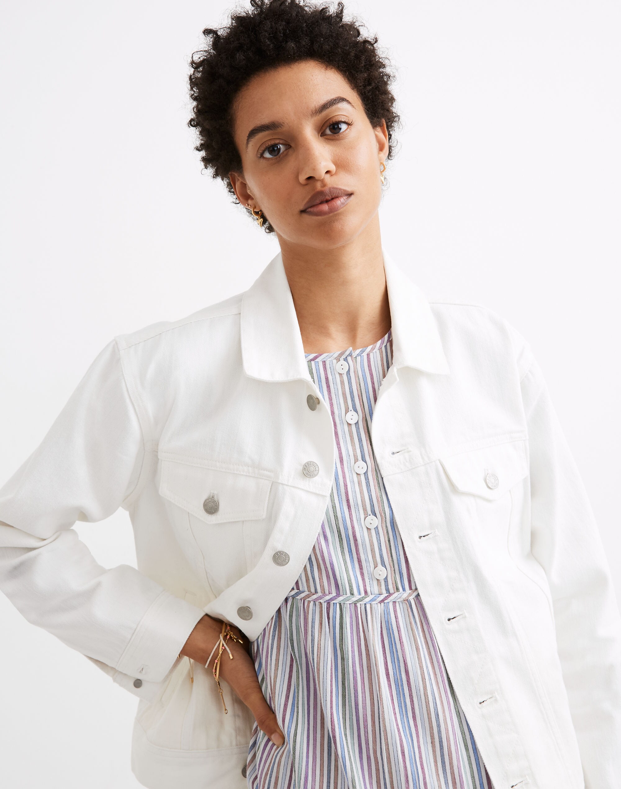 The Oversized Trucker Jean Jacket in Tile White