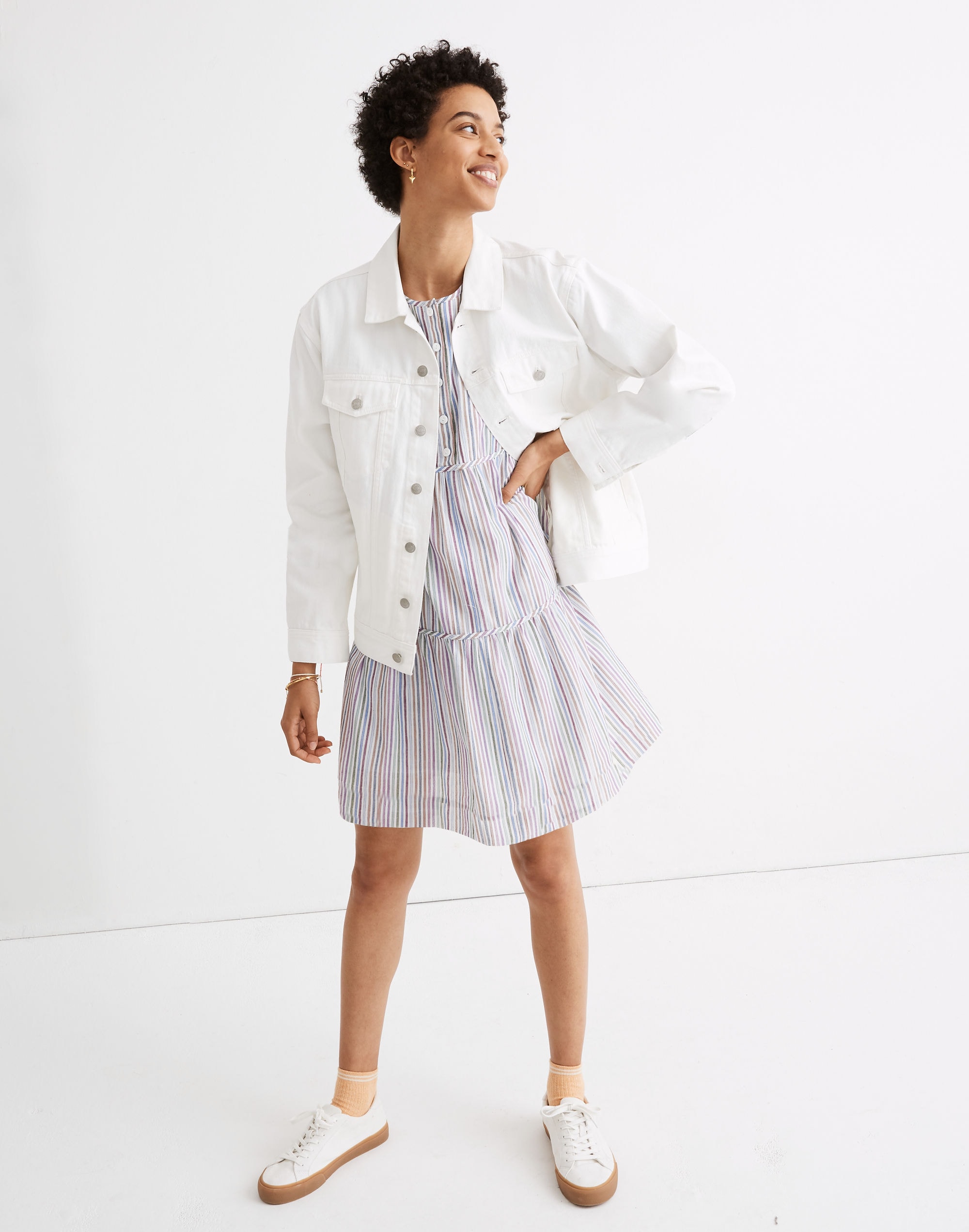 The Oversized Trucker Jean Jacket in Tile White