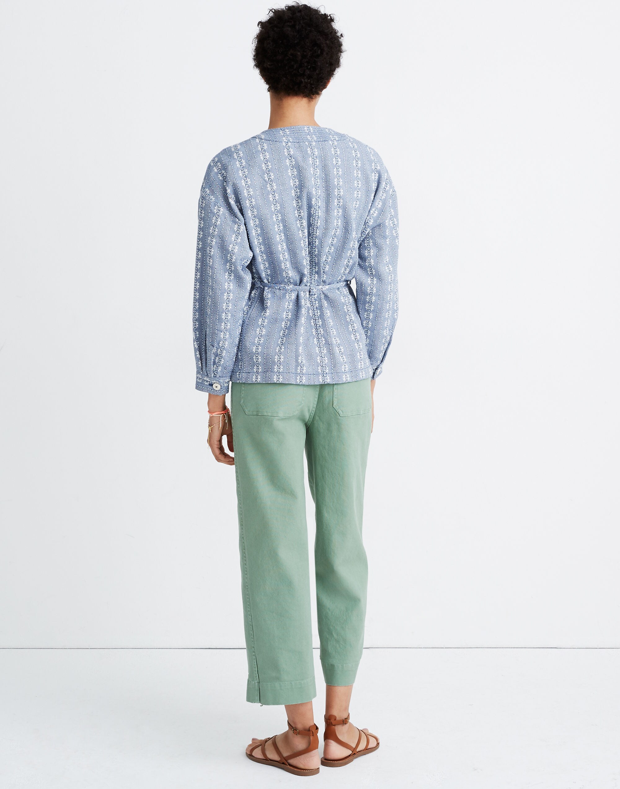 Floral Jacquard Tie-Waist Jacket