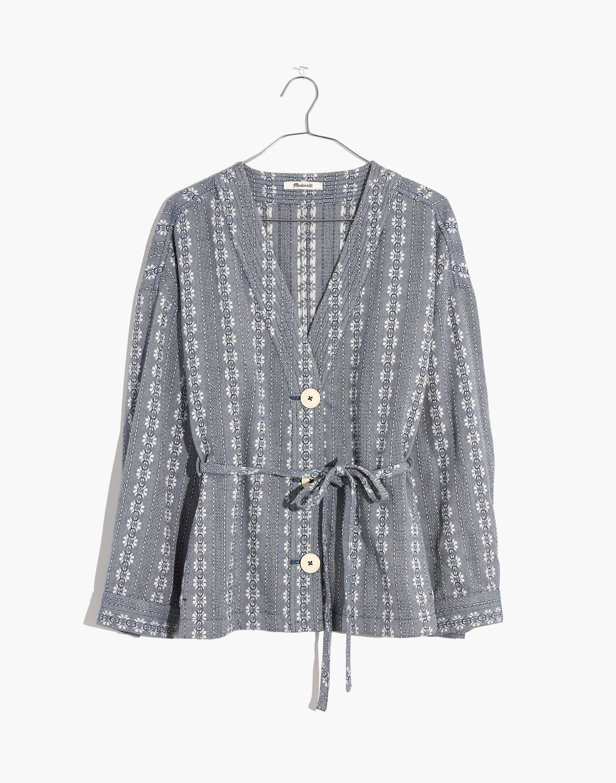 Floral Jacquard Tie-Waist Jacket