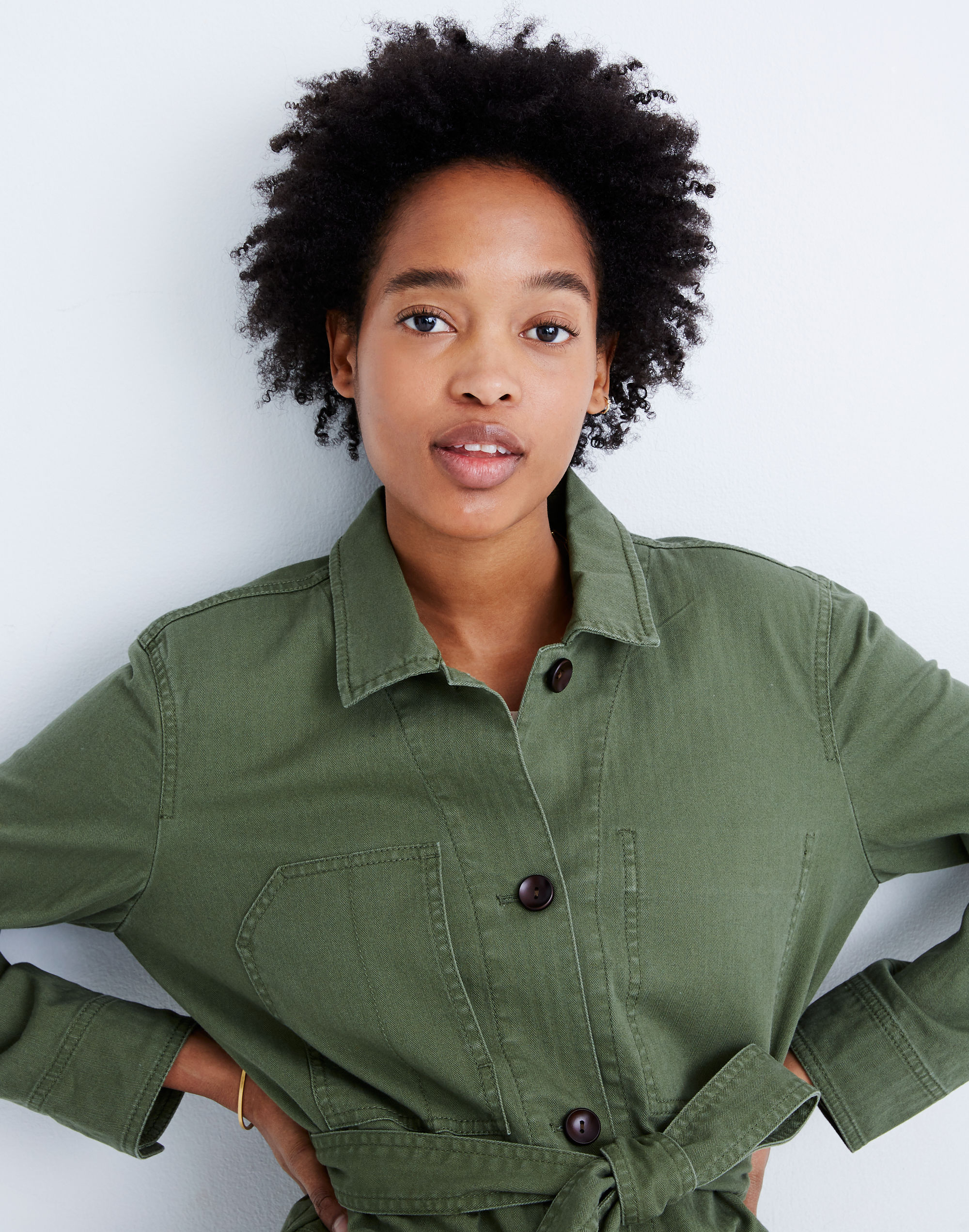 Tie-Waist Military Jacket