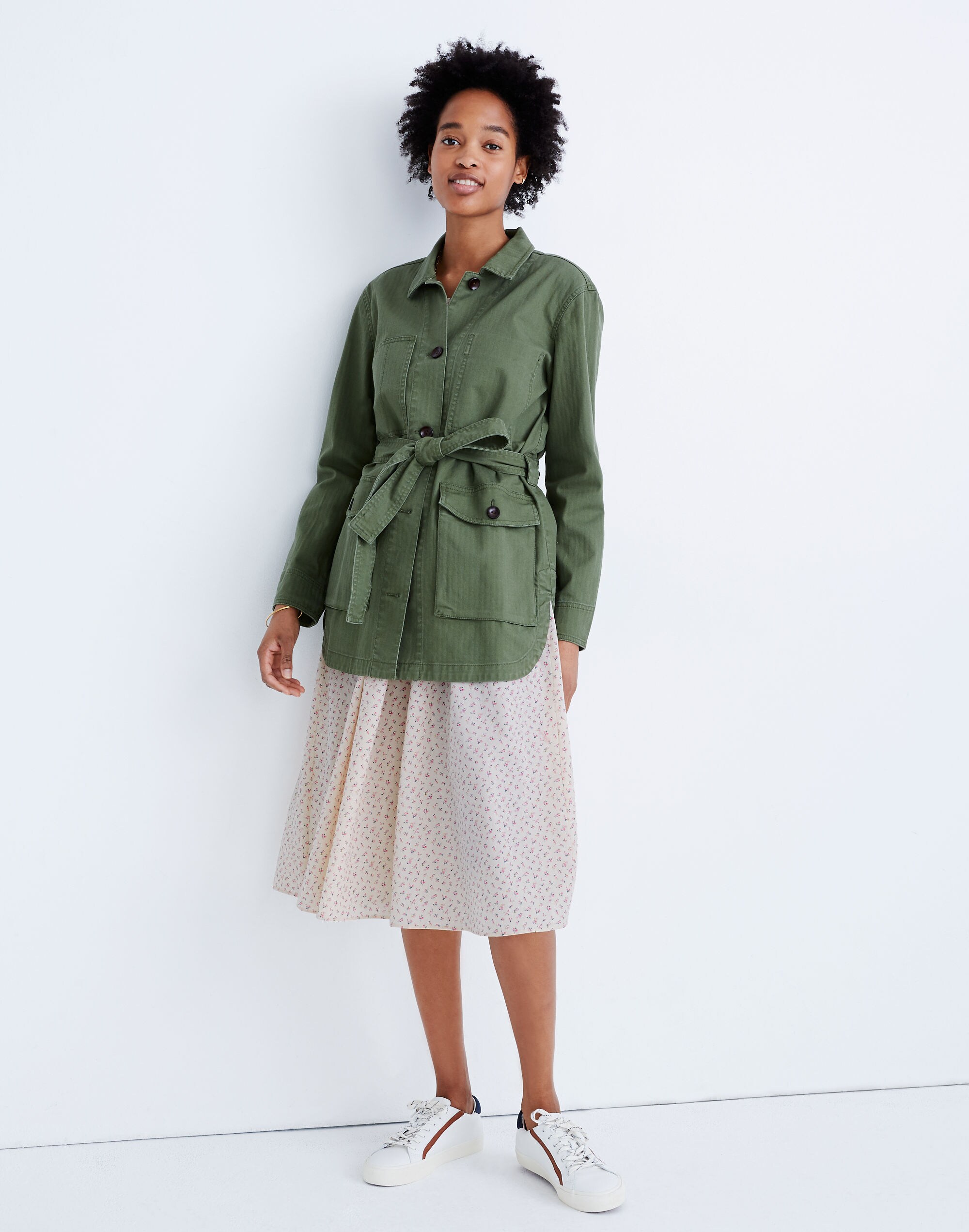 Tie-Waist Military Jacket