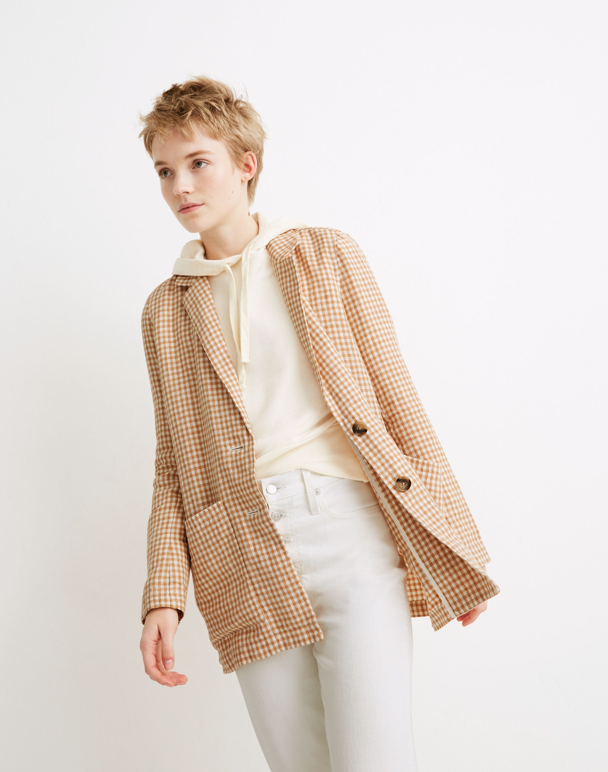 Linen Dorset Blazer in Gingham Check