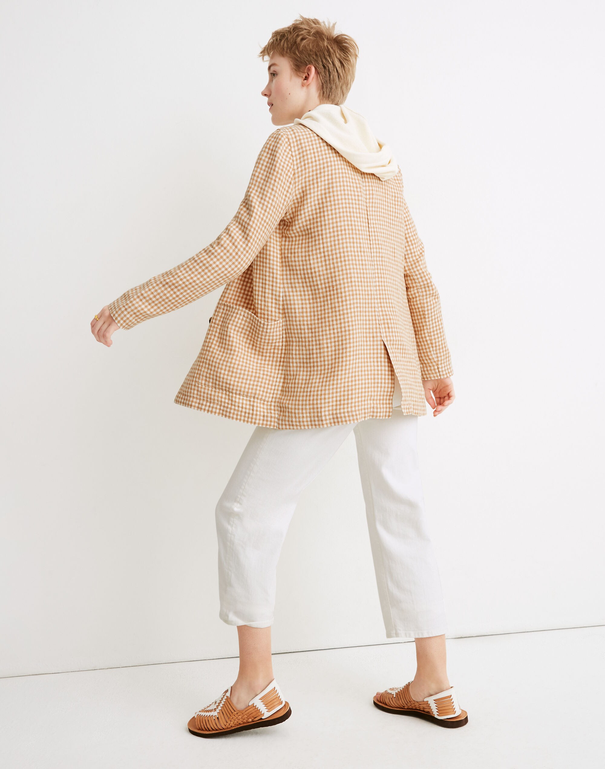 Linen Dorset Blazer in Gingham Check