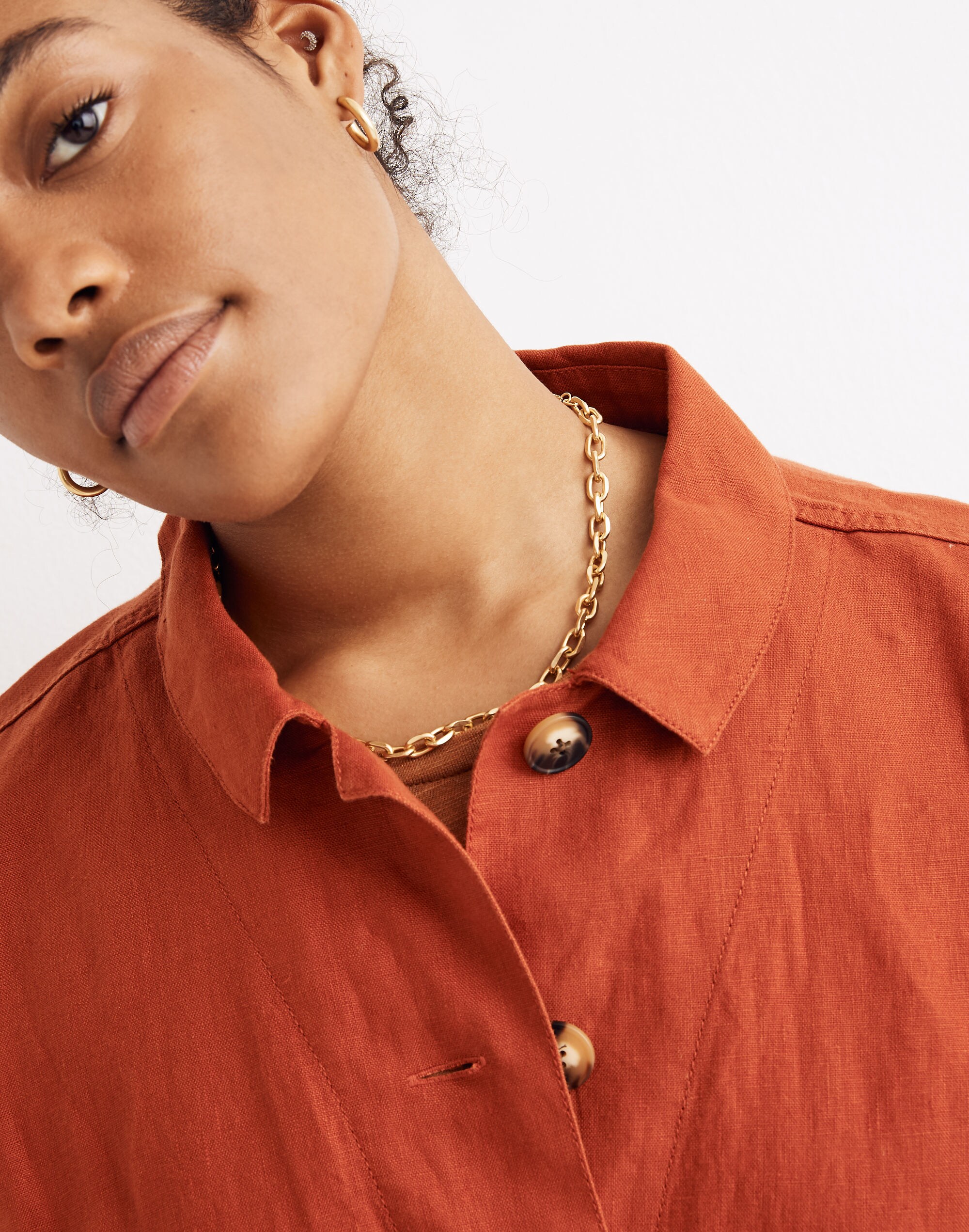 Linen Connor Cropped Chore Jacket