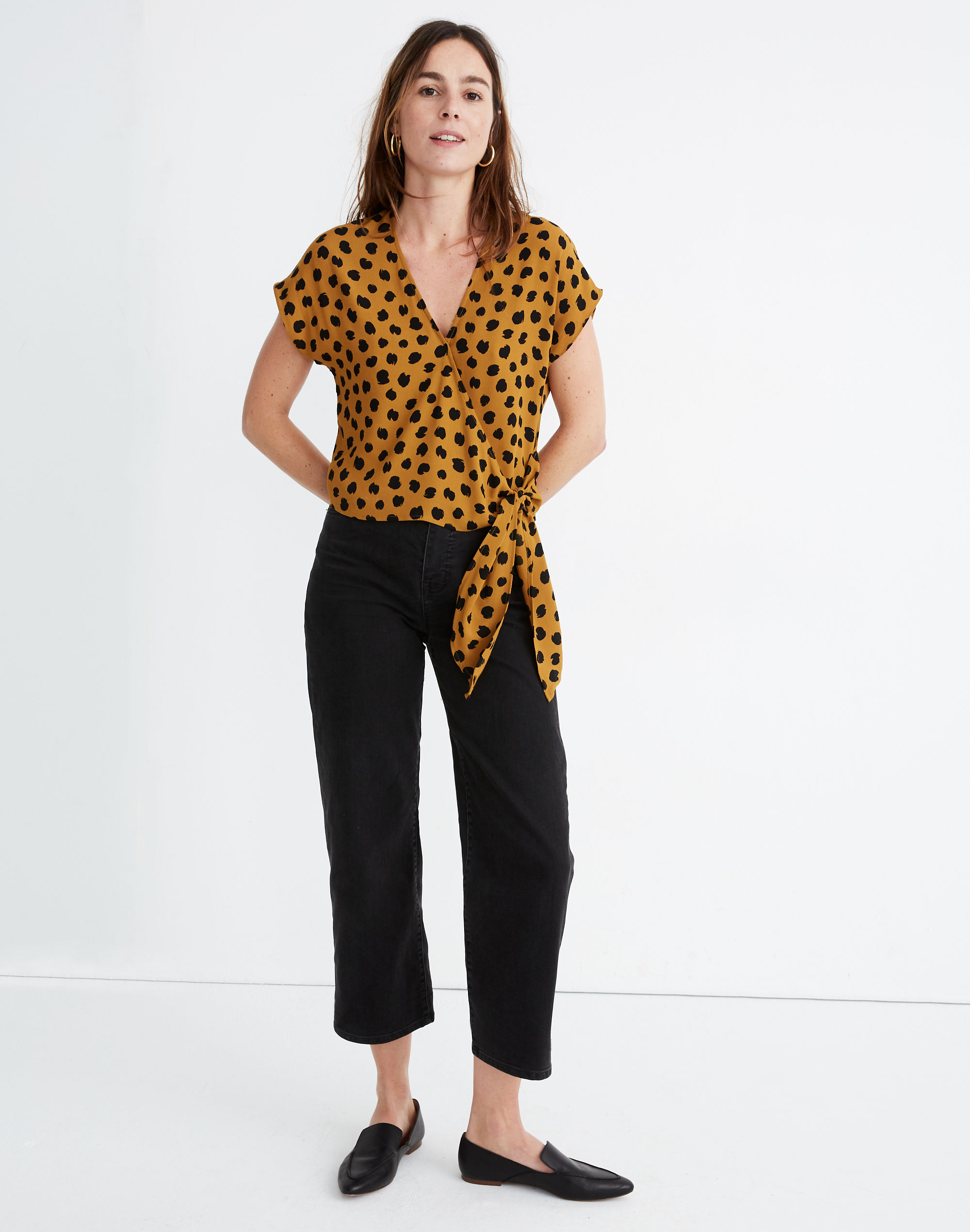 sash-tie wrap top in painted spots