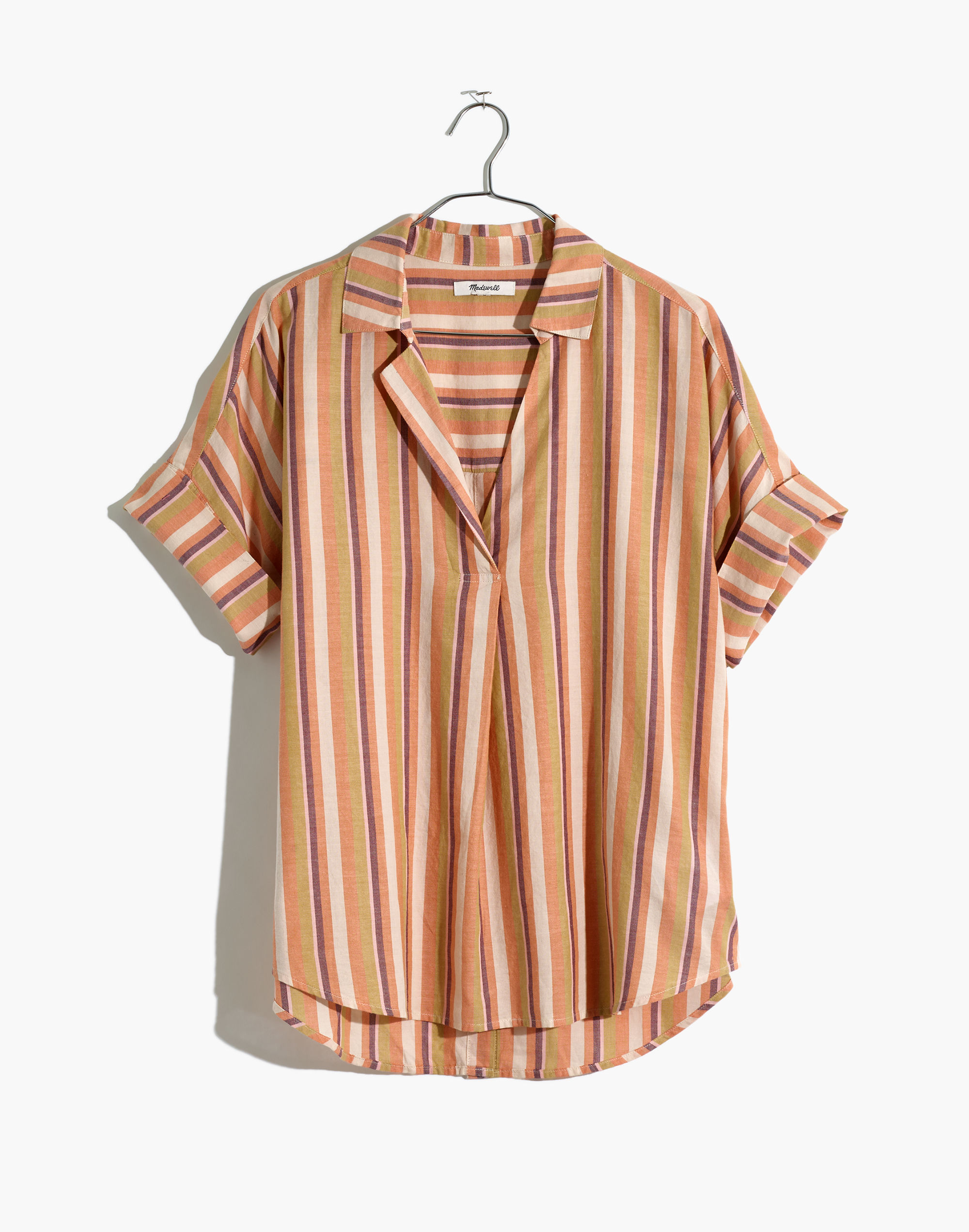 Courier Button-Back Shirt in Rainbow Stripe