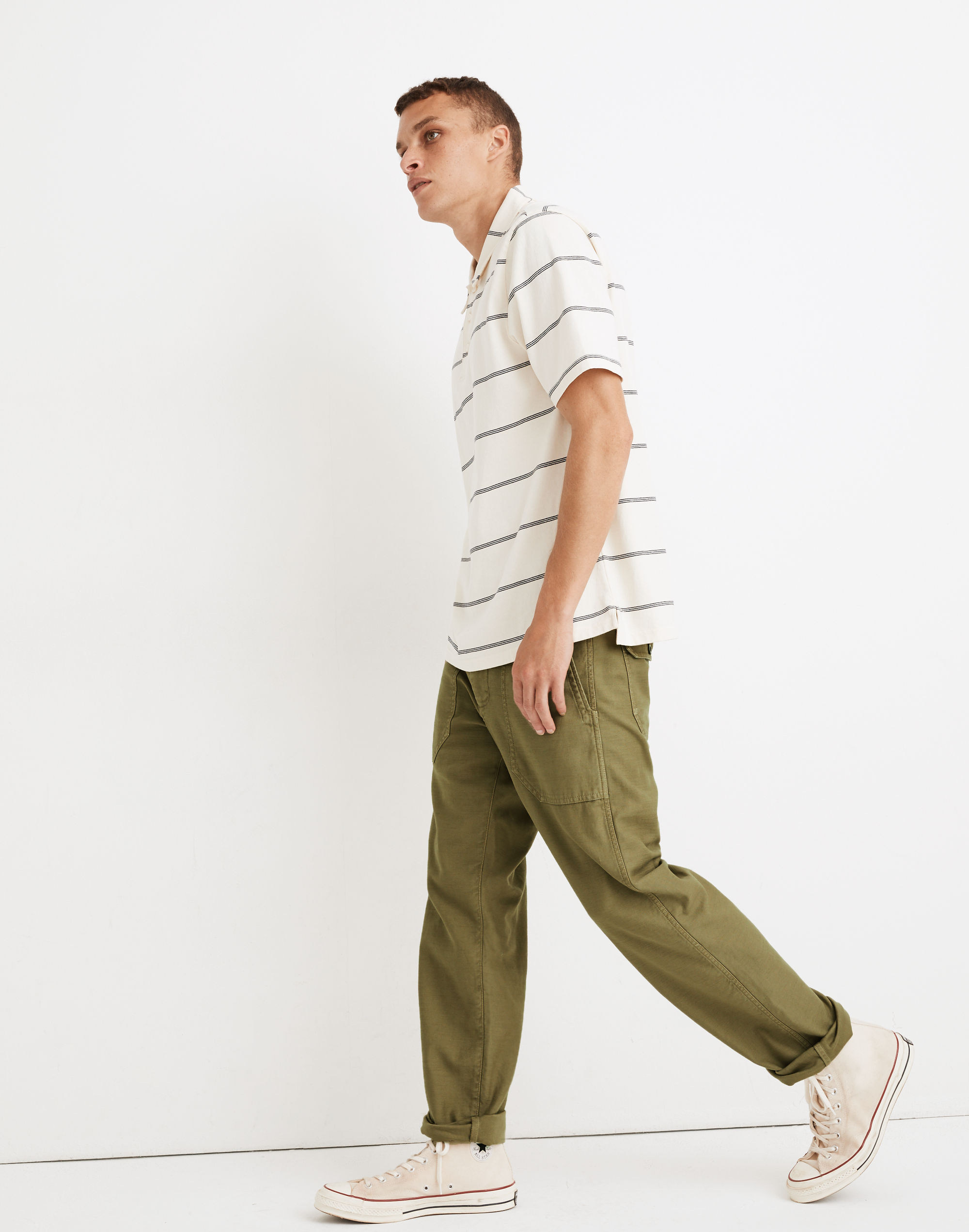 Garment-Dyed Relaxed Straight Military Pants