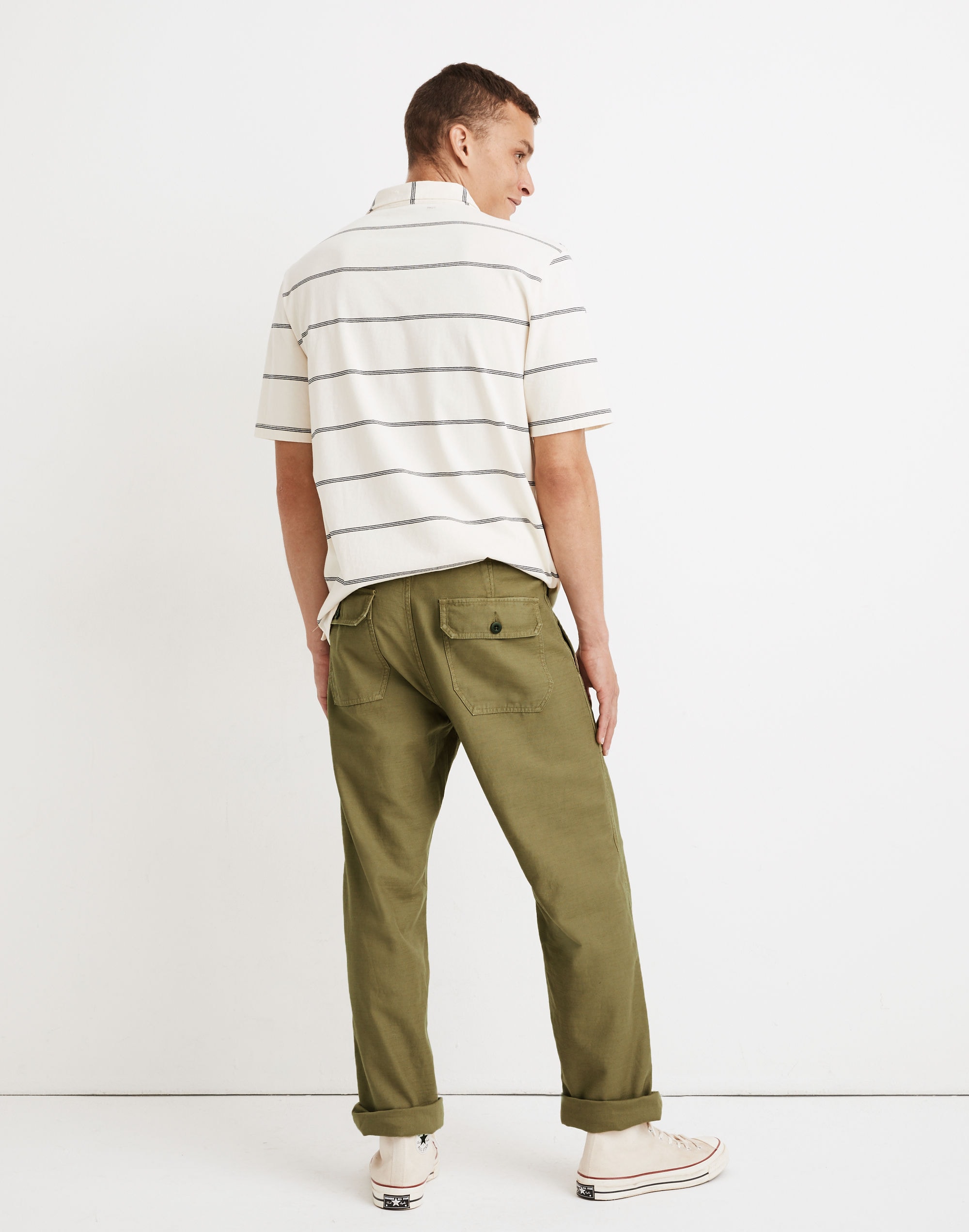 Garment-Dyed Relaxed Straight Military Pants