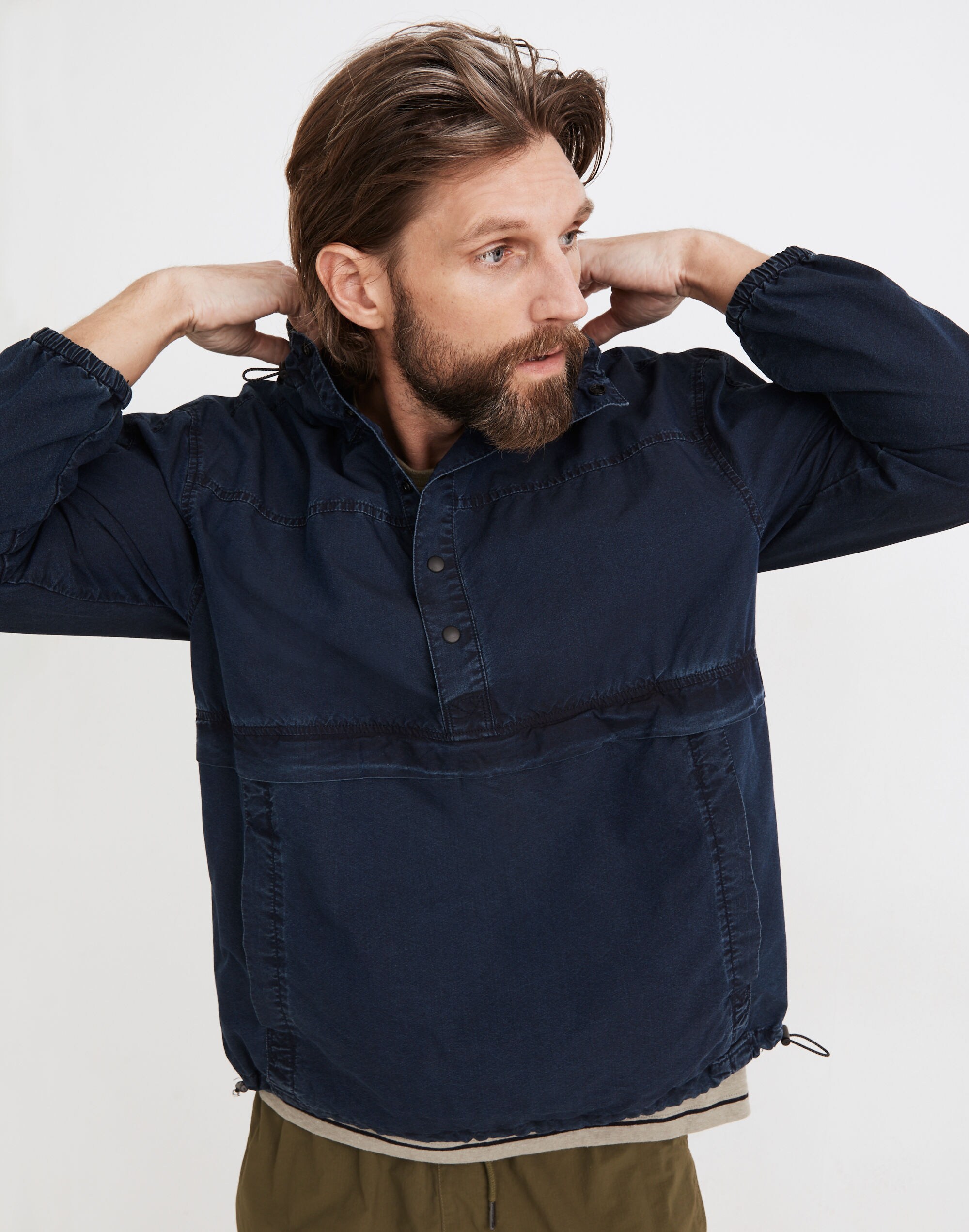 Indigo Windbreaker Pullover Jacket