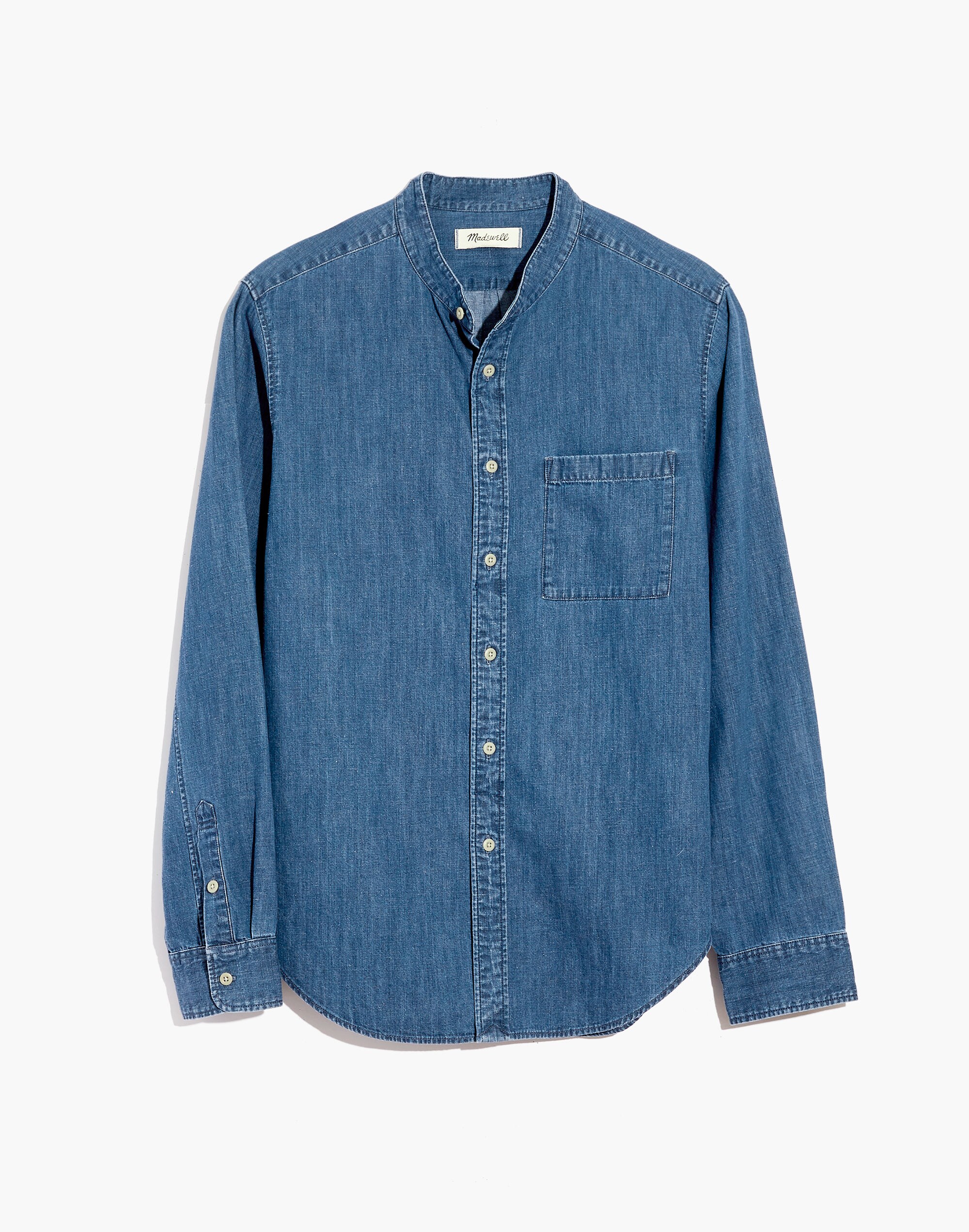 Denim Banded-Collar Perfect Shirt