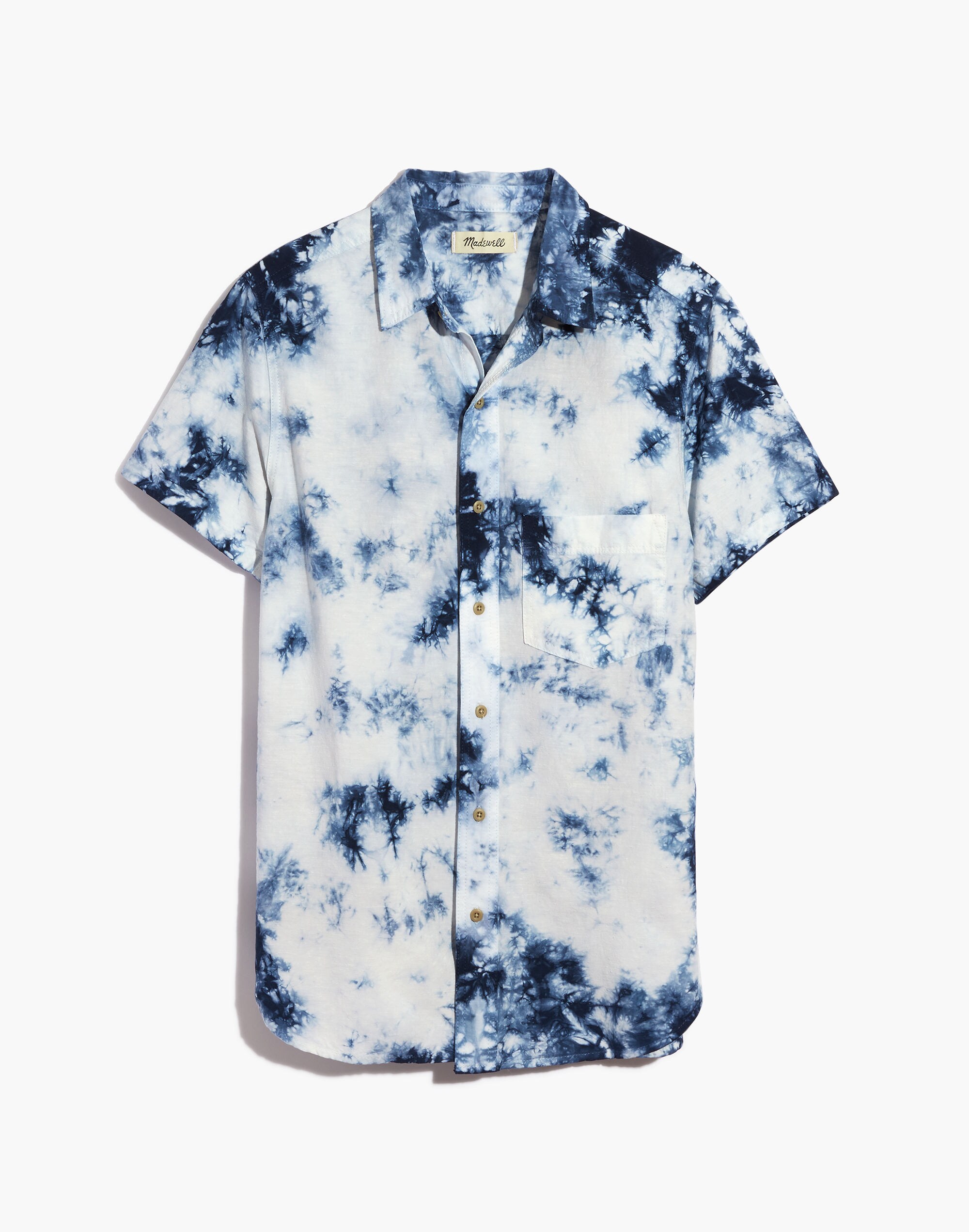 Perfect Short-Sleeve Shirt in Indigo Tie-Dye