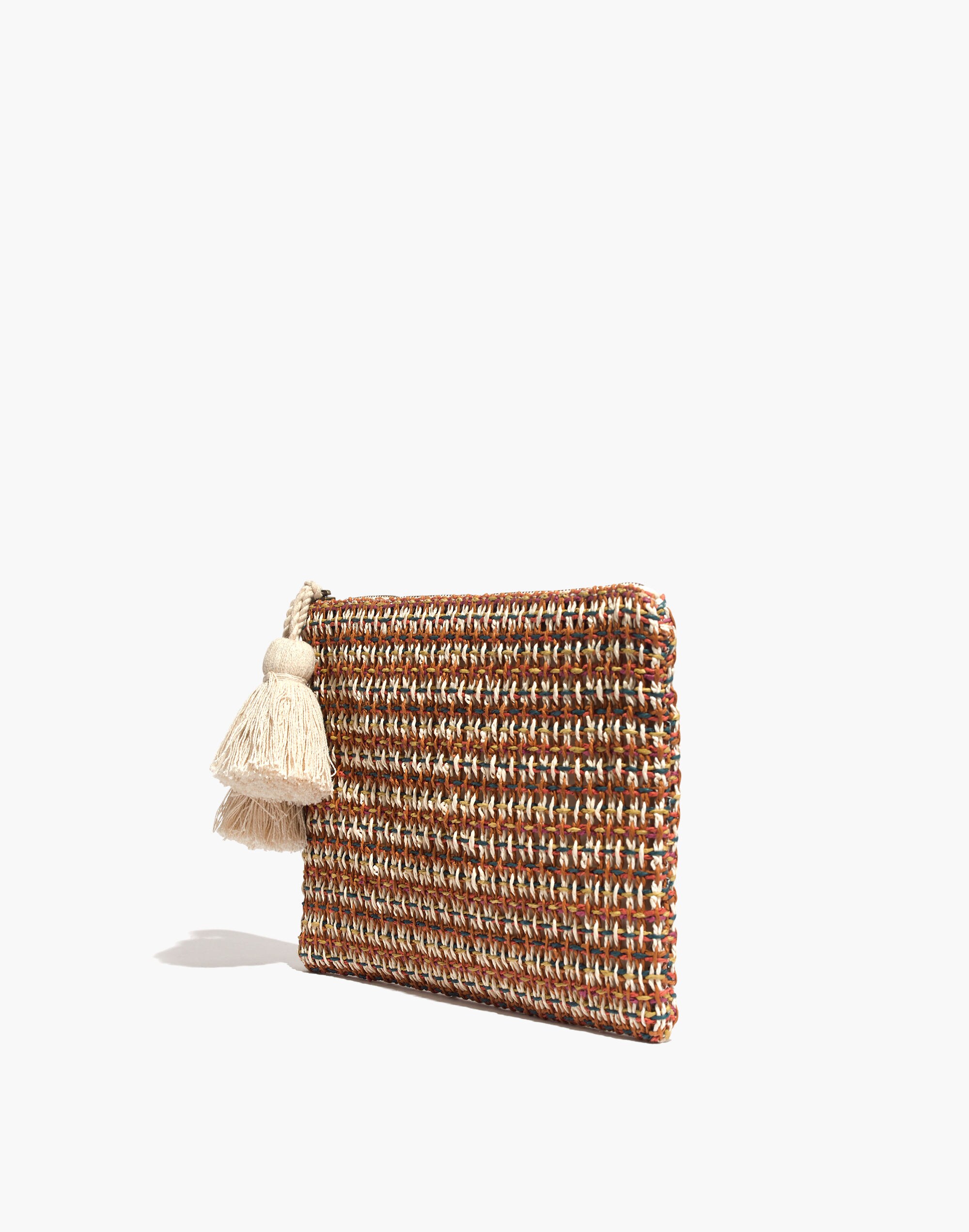Raffia Large Zip Pouch