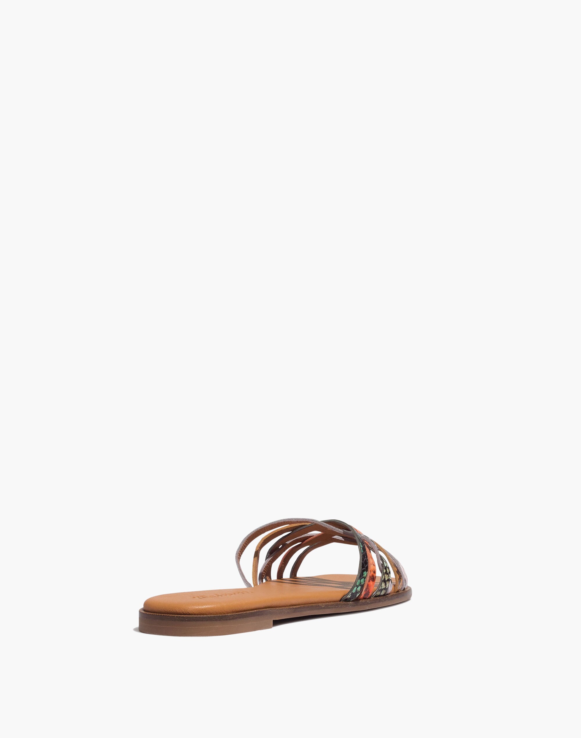 The Tracie Crisscross Slide Sandal in Snake Embossed Leather