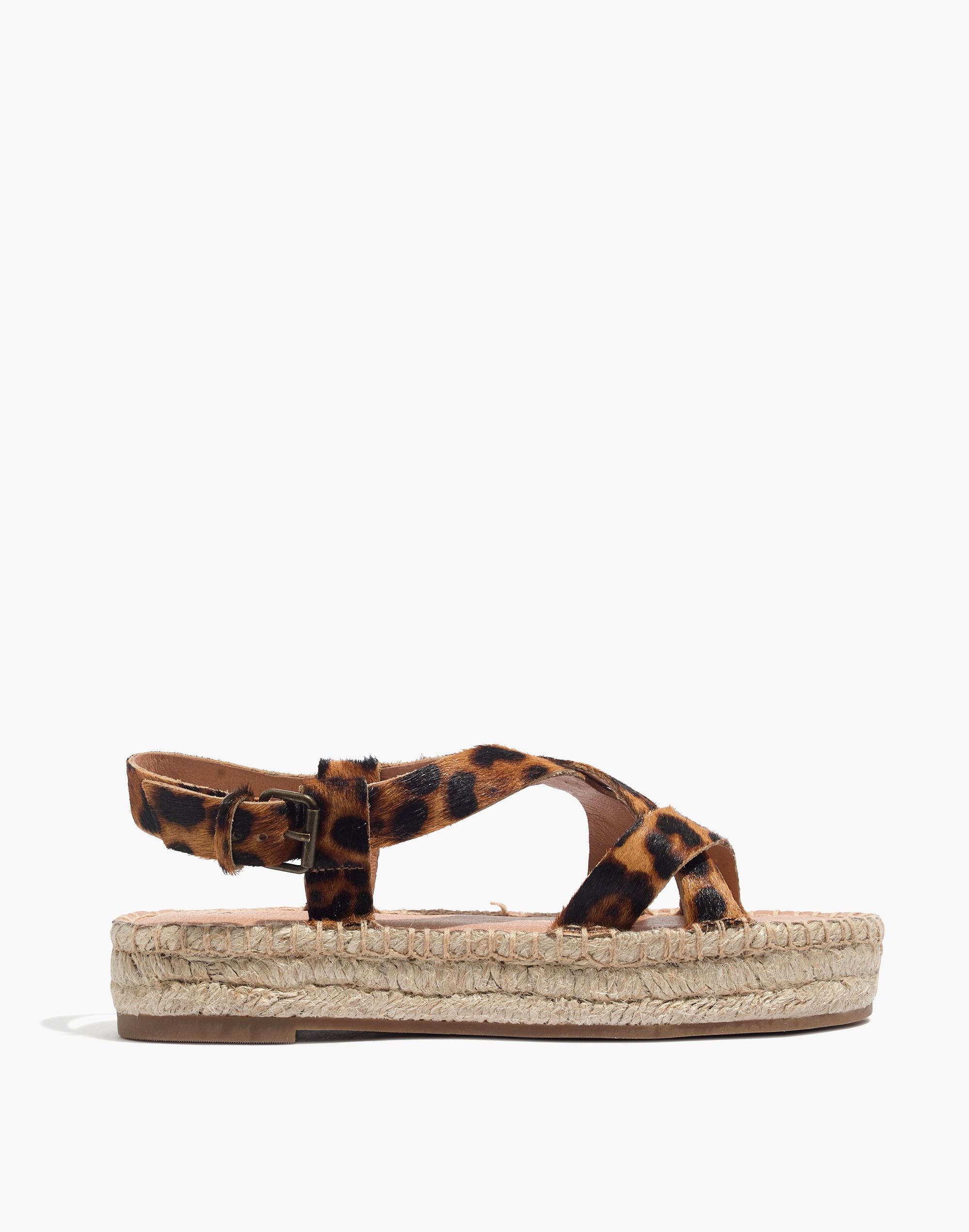 The Malia Espadrille Sandal in Leopard Calf Hair