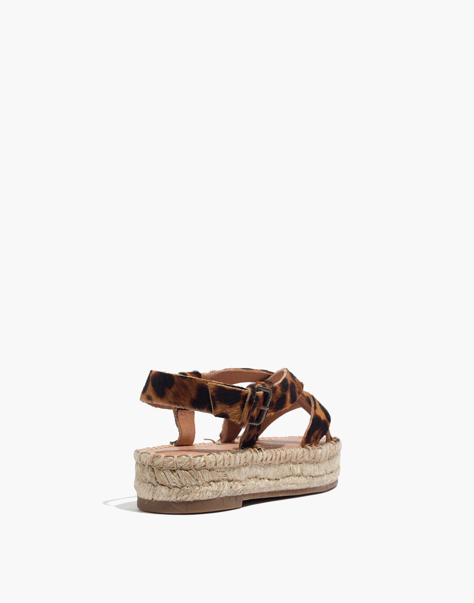 The Malia Espadrille Sandal in Leopard Calf Hair