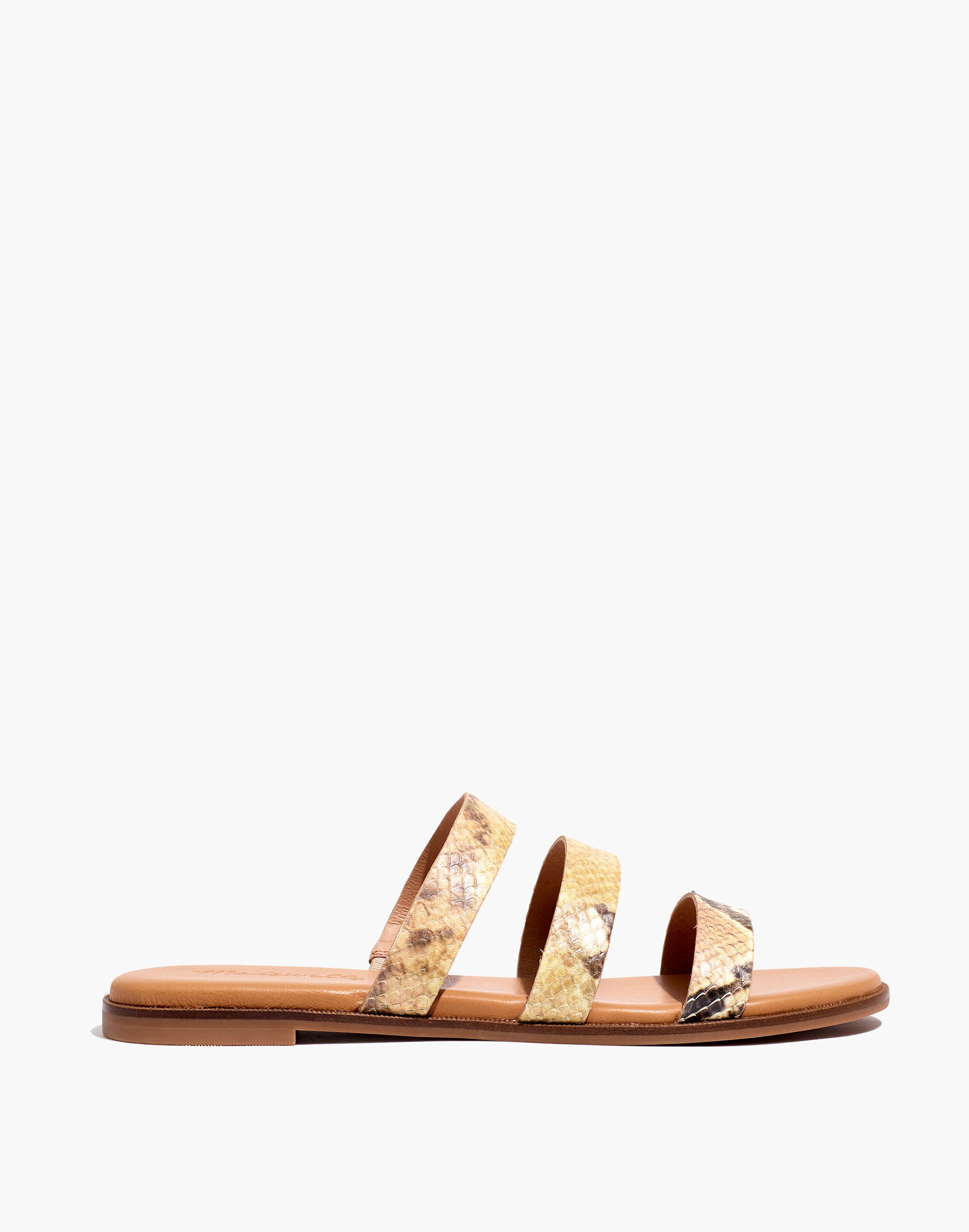 The Ilana Slide Sandal in Snake Embossed Leather