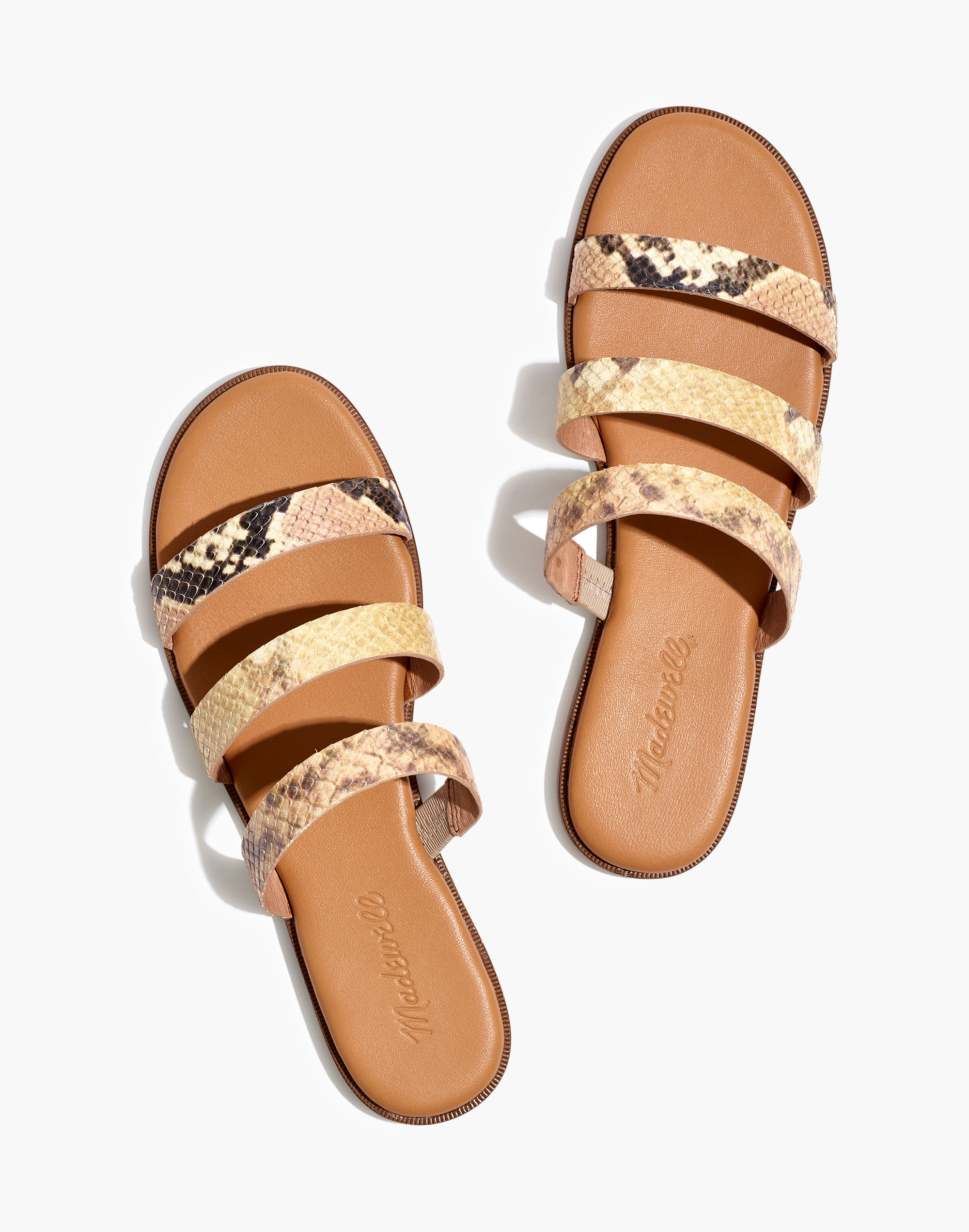 The Ilana Slide Sandal in Snake Embossed Leather