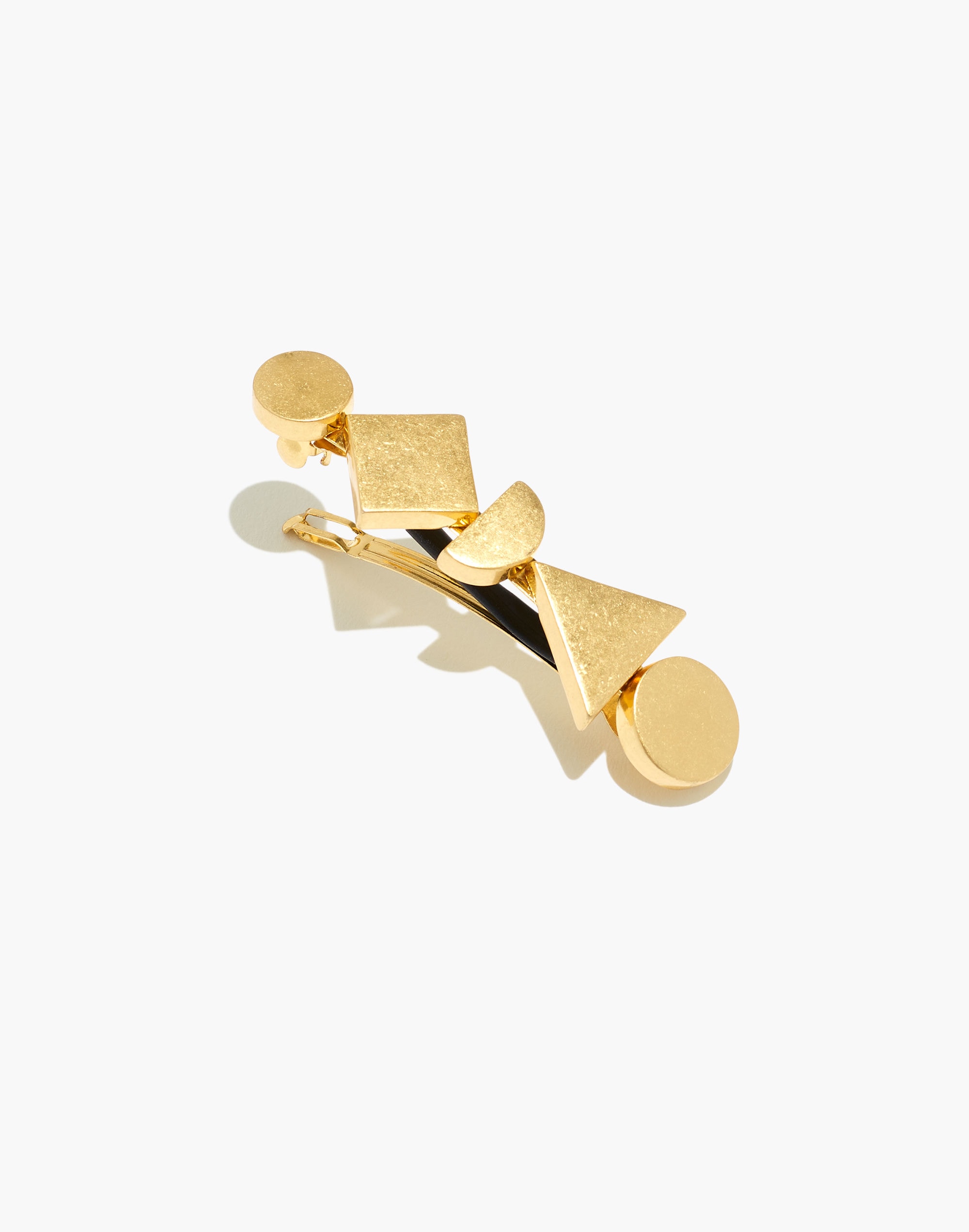 Gold-Plated Geometric Stack Barrette in vintage gold image 2