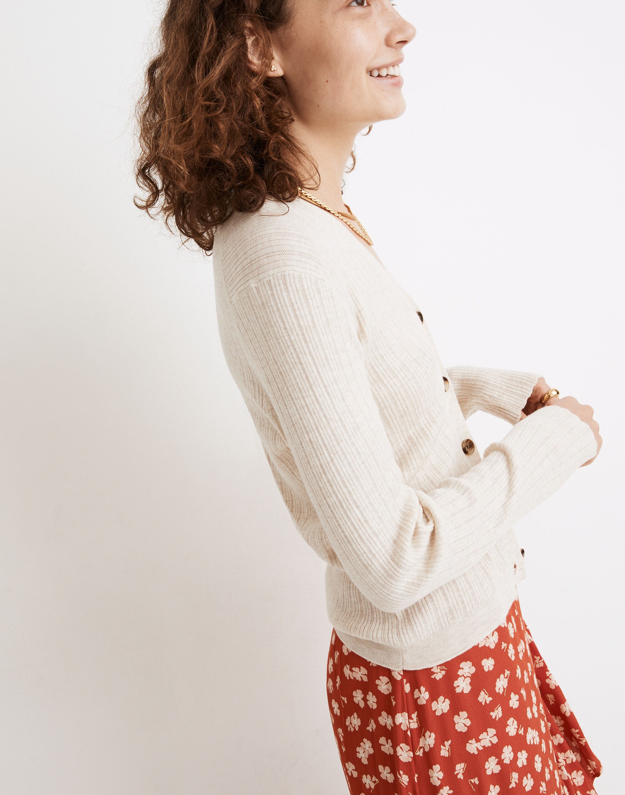 Pointelle Ribbed Cardigan Sweater