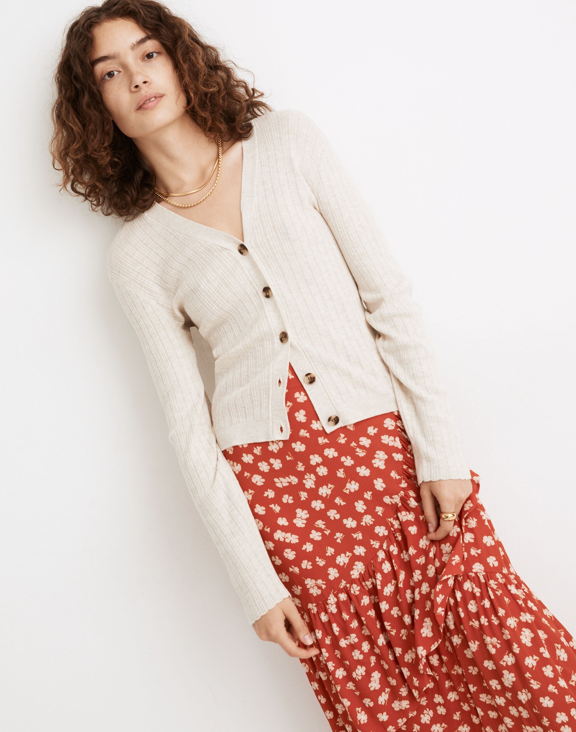 Pointelle Ribbed Cardigan Sweater