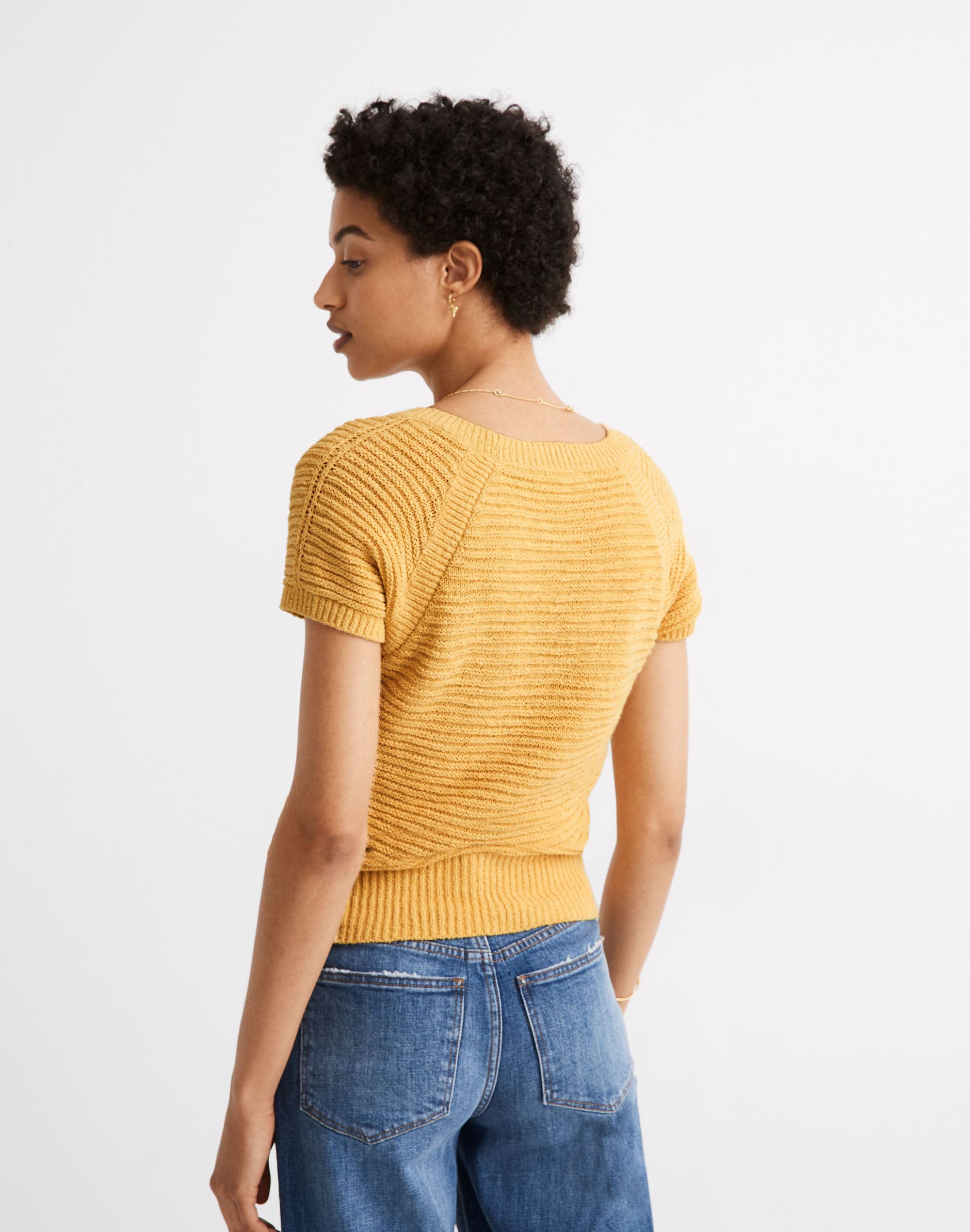Ribbed Square-Neck Sweater